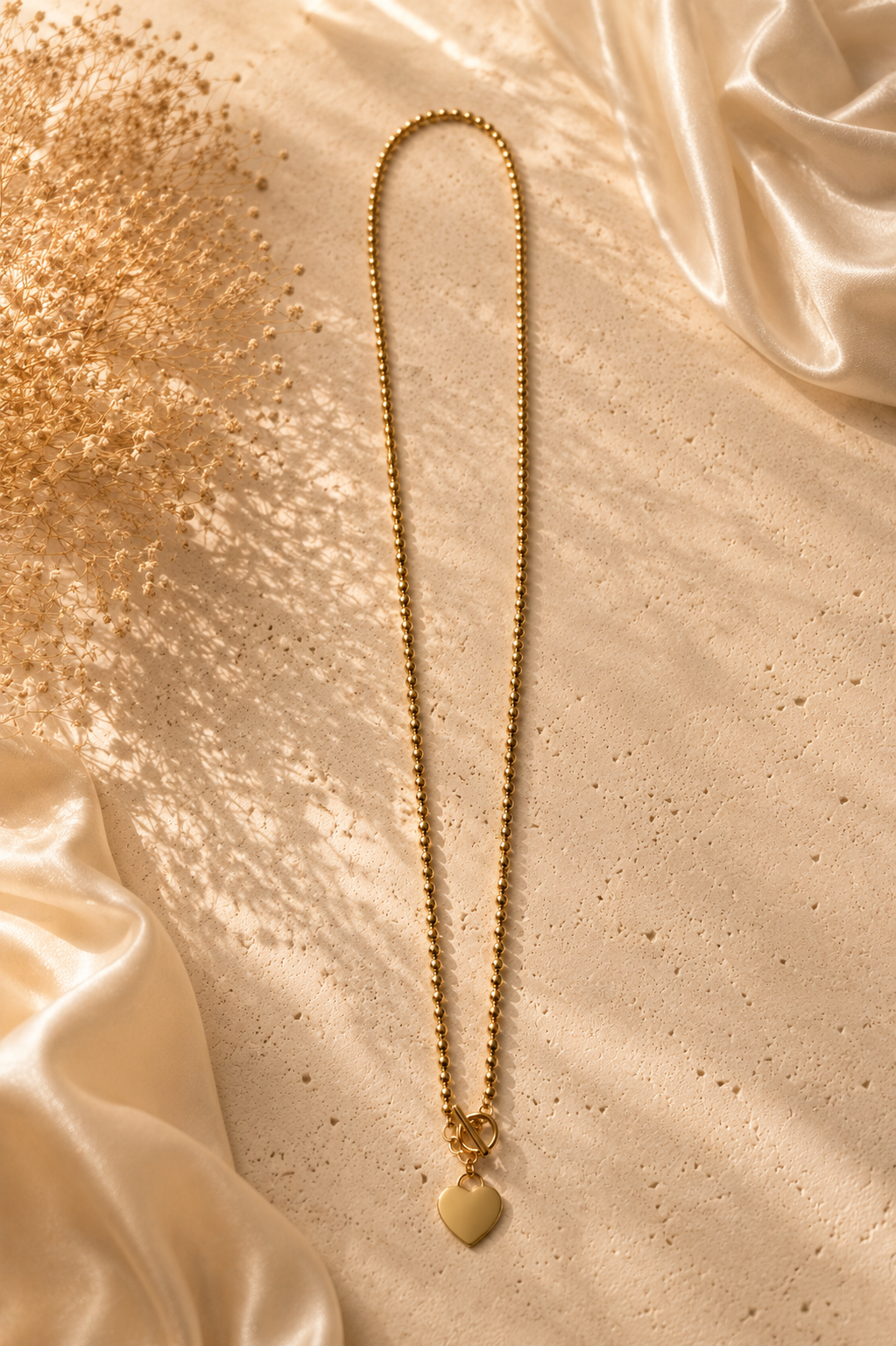 Giuno Kette mit T-Verschluss und Herz - gold
