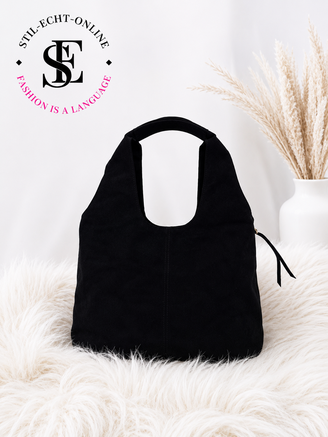 Suede-look bag - black