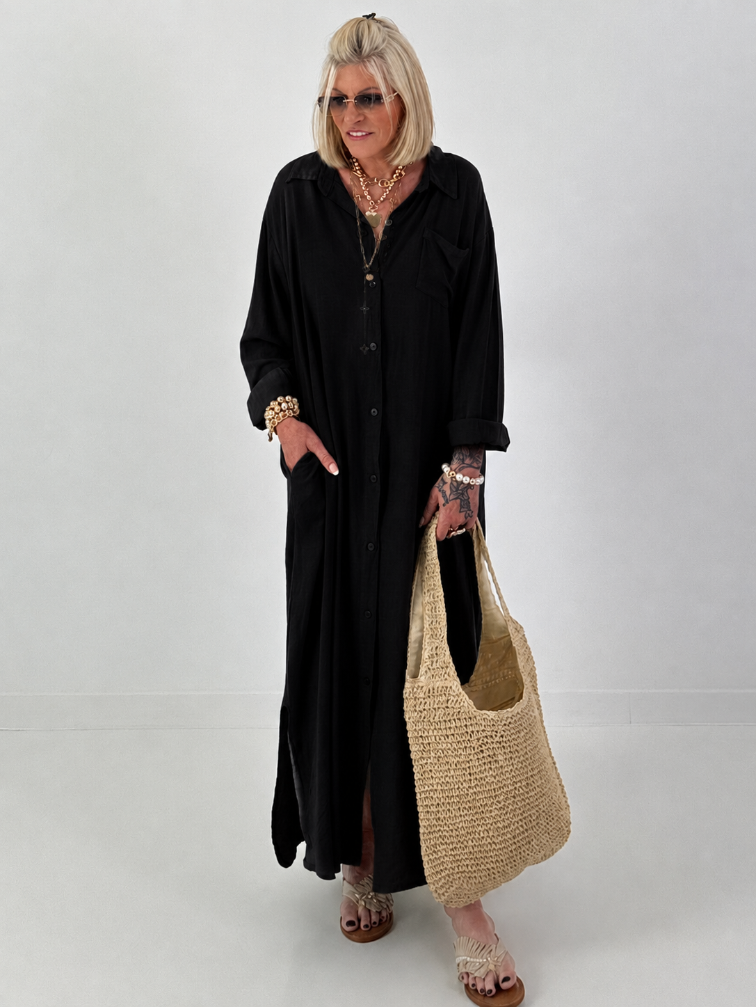 Linen dress - black