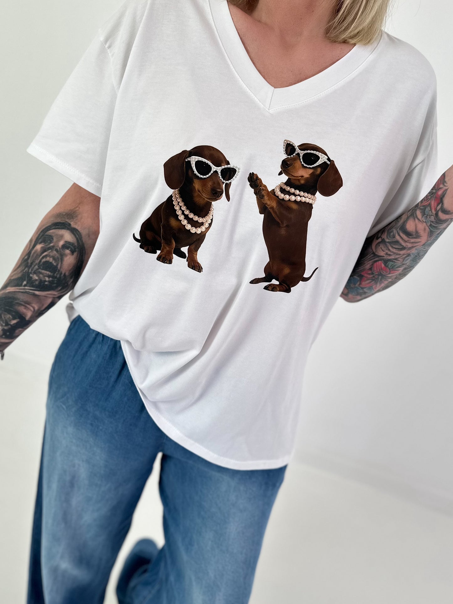 T-Shirt Dachshund - white