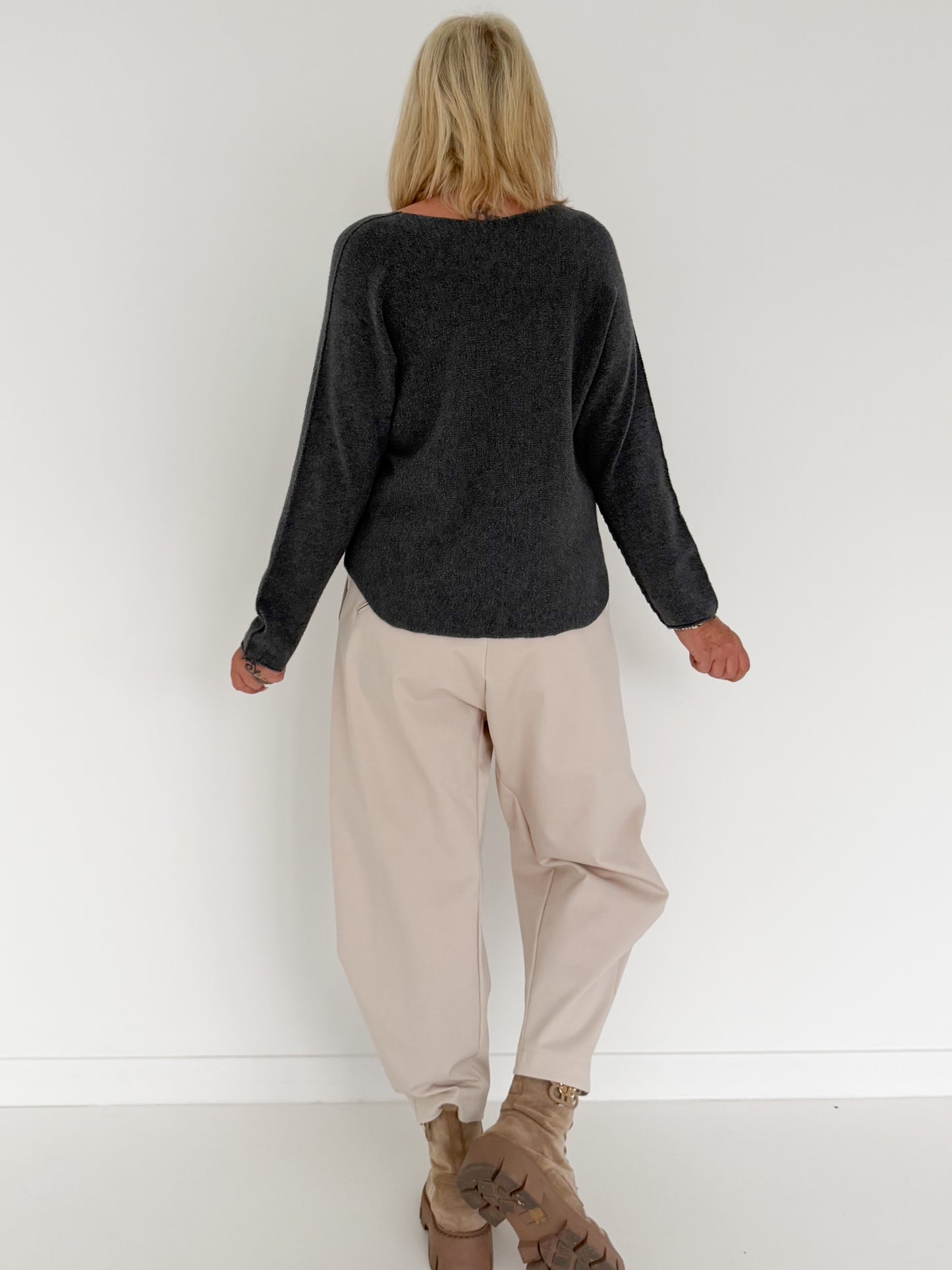 Weicher Basic Pullover - anthrazit