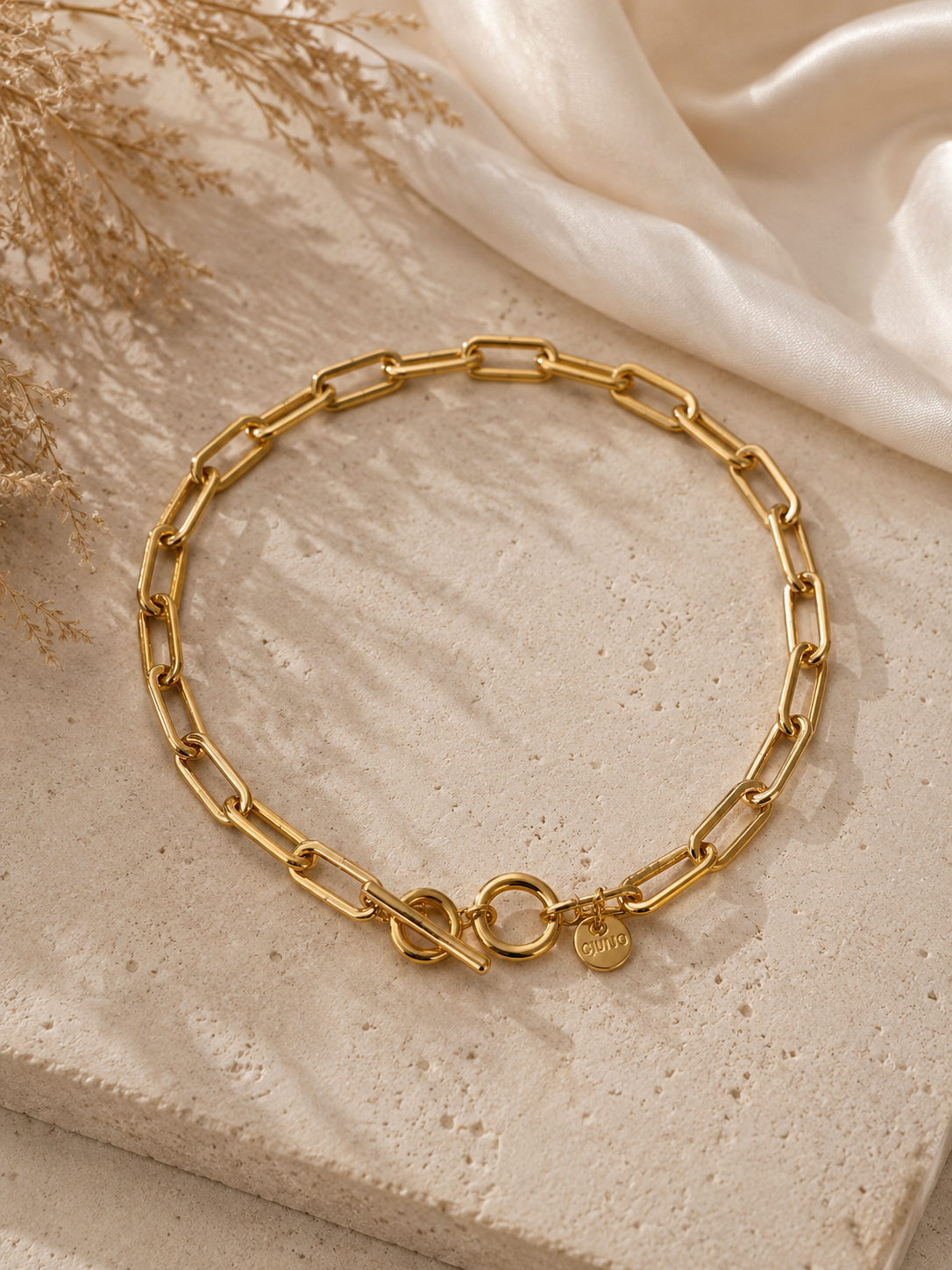 Giuno Gliederkette mit extravagantem Verschluss - gold