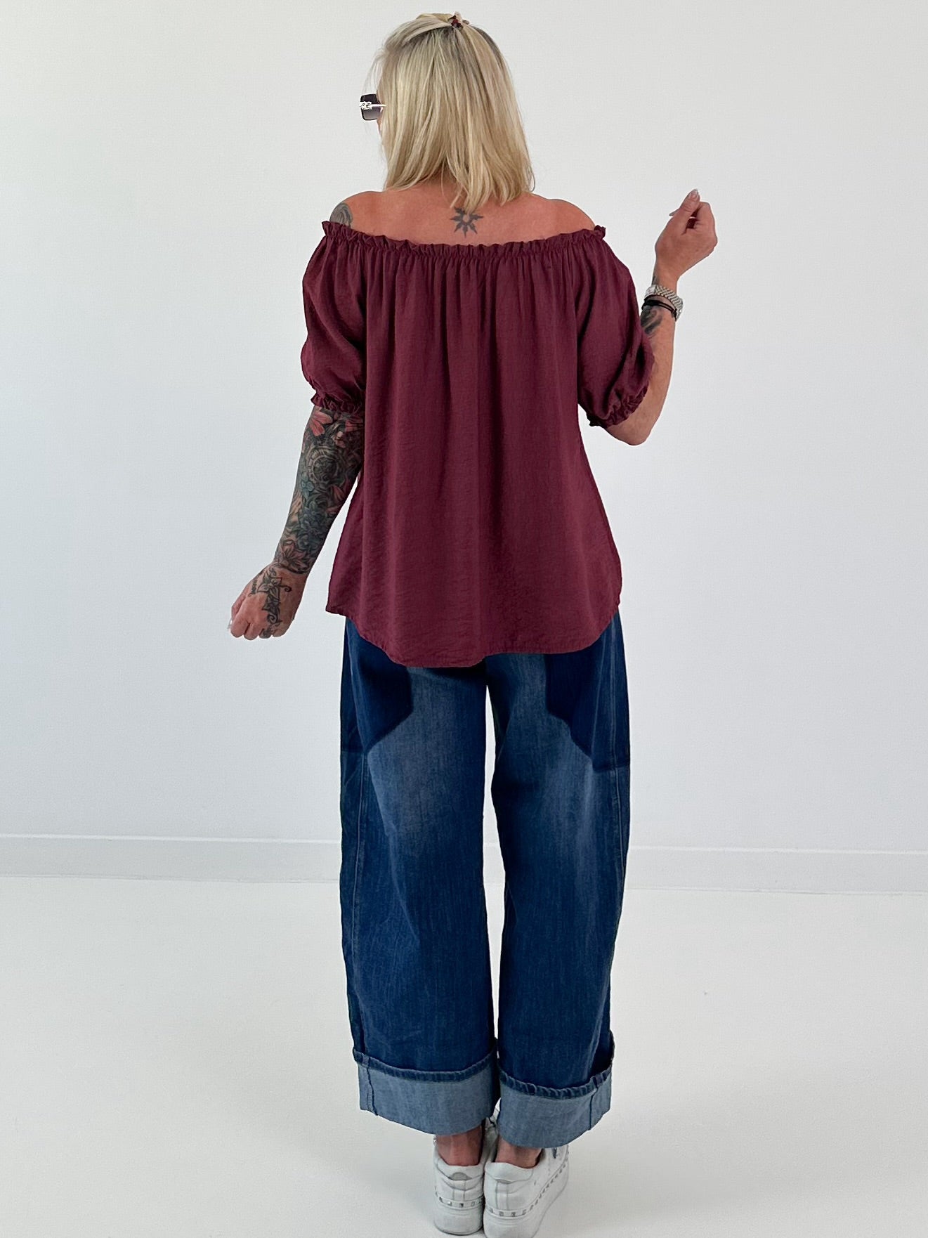 Carmen Tunika mit halben Arm - berry