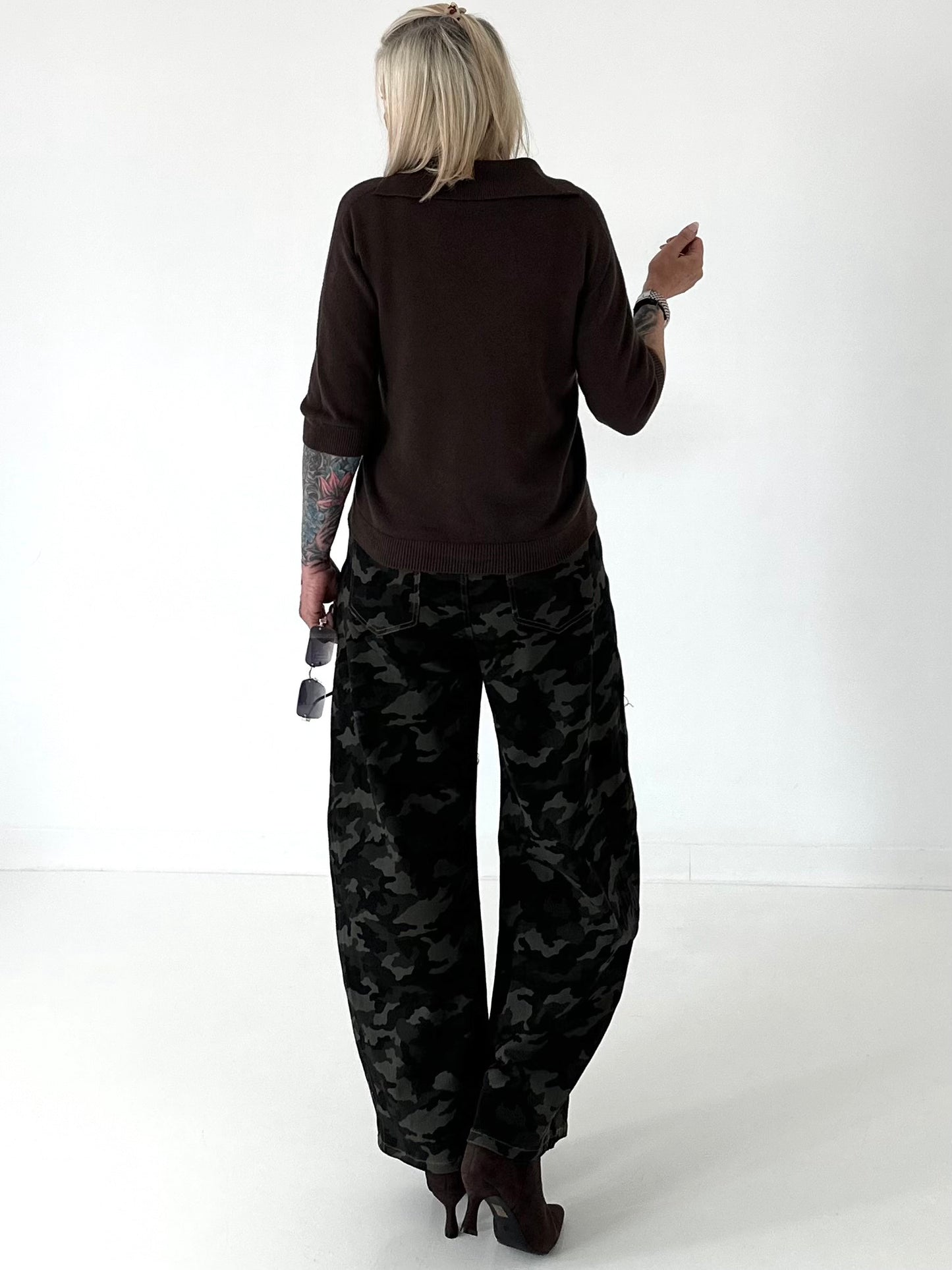 Soft knit polo sweater - mocha