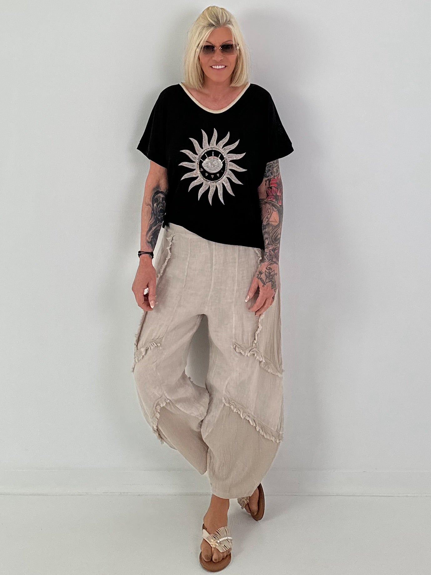 Fine knit shirt Sun with lurex - black