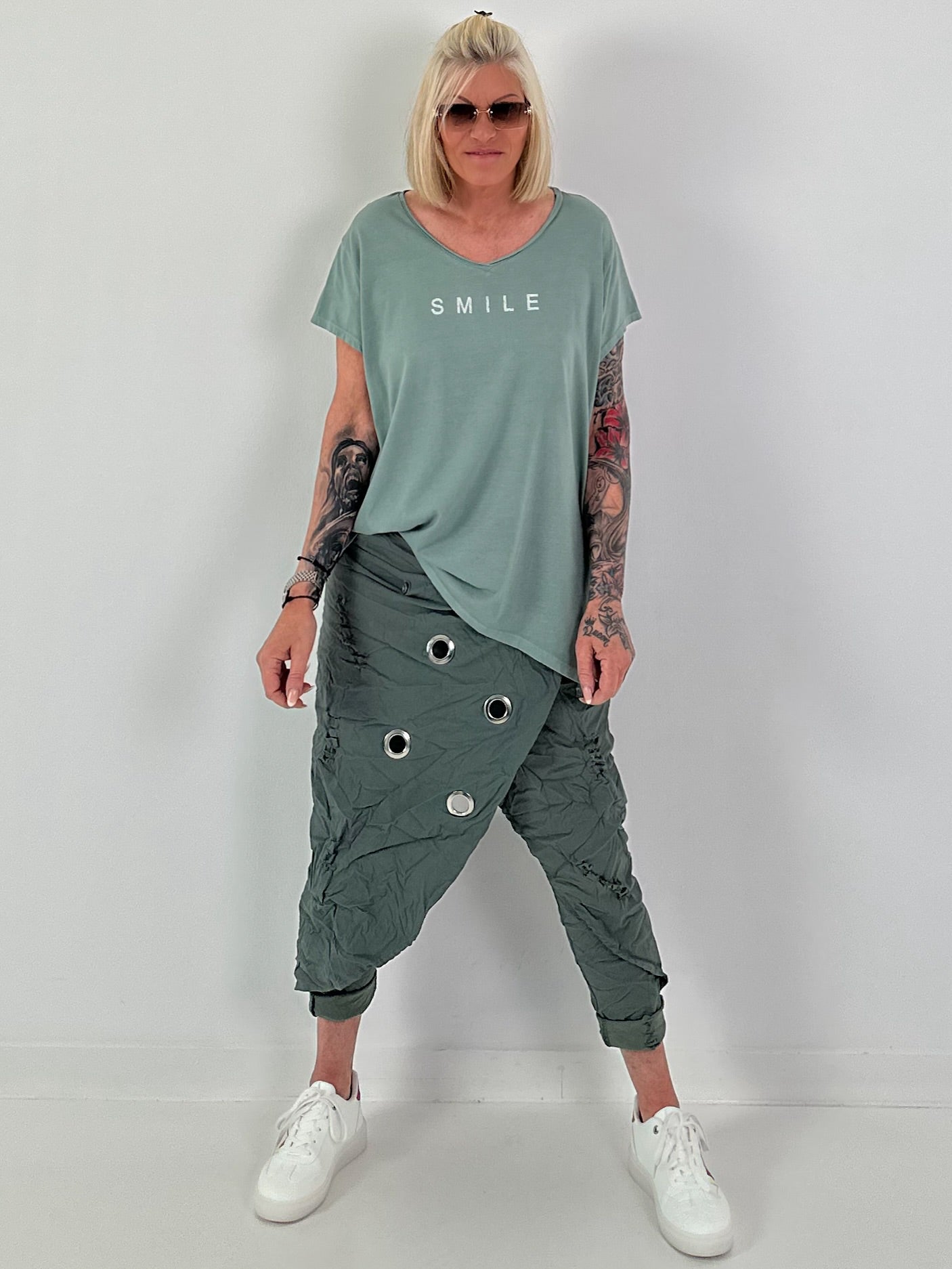 Stylische Hose im Knit-Look - khaki