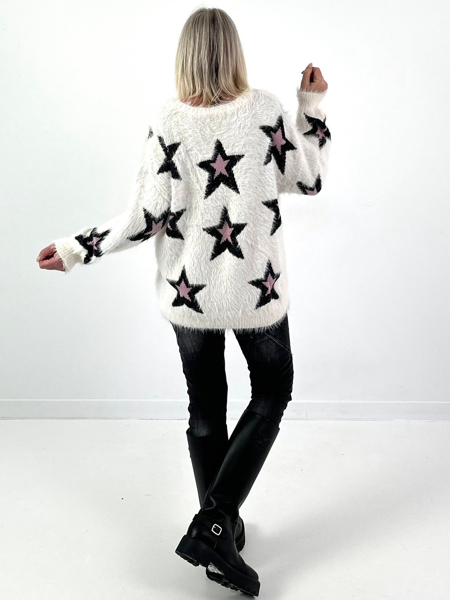 Pullover Modell "Star Script" - ecru