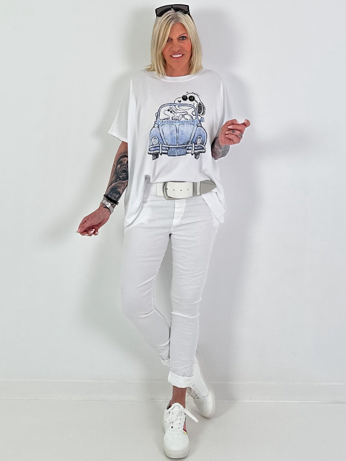 T-Shirt Car - white-light blue