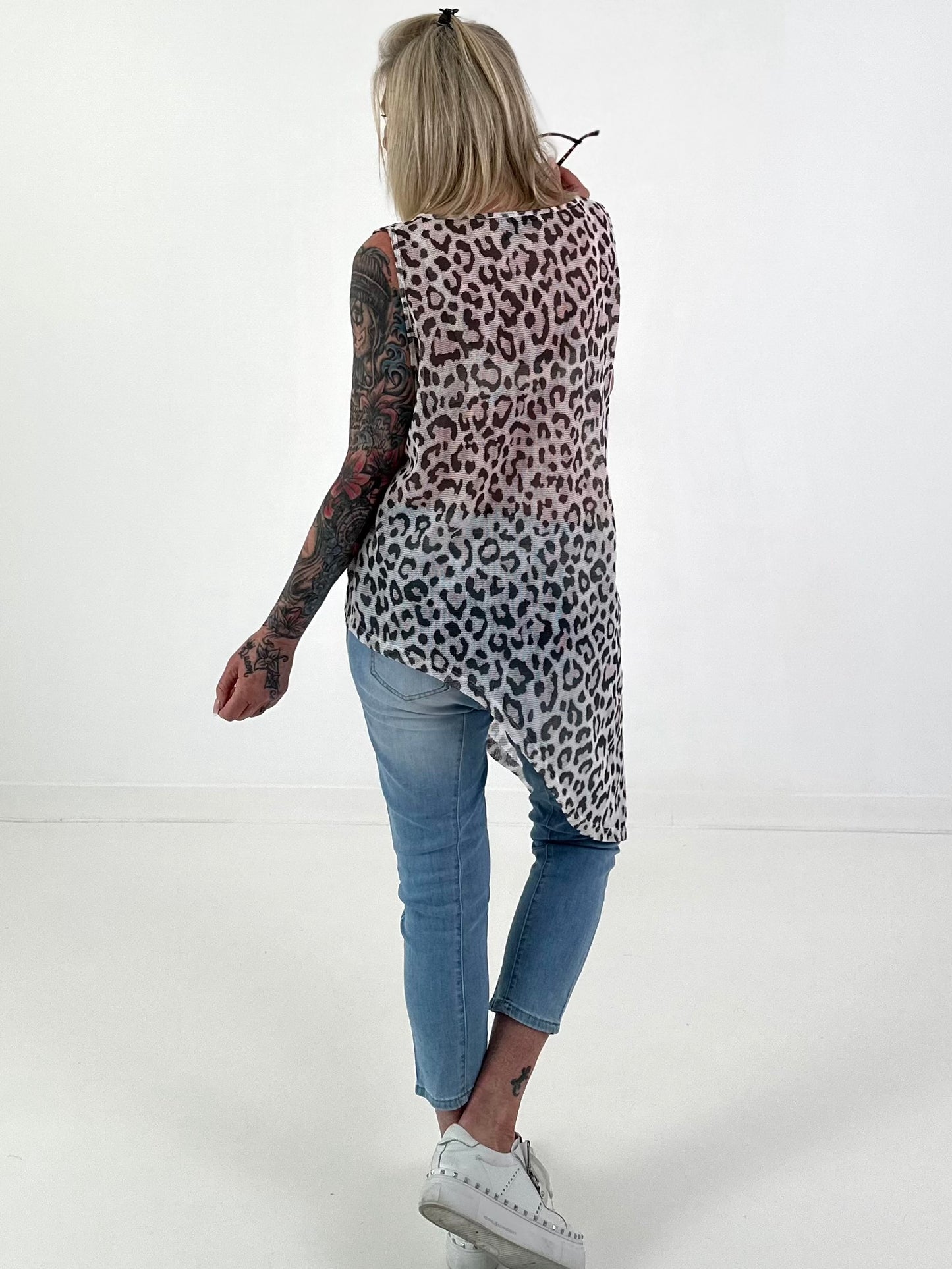 Net Top Leo Asymmetrical - Pink