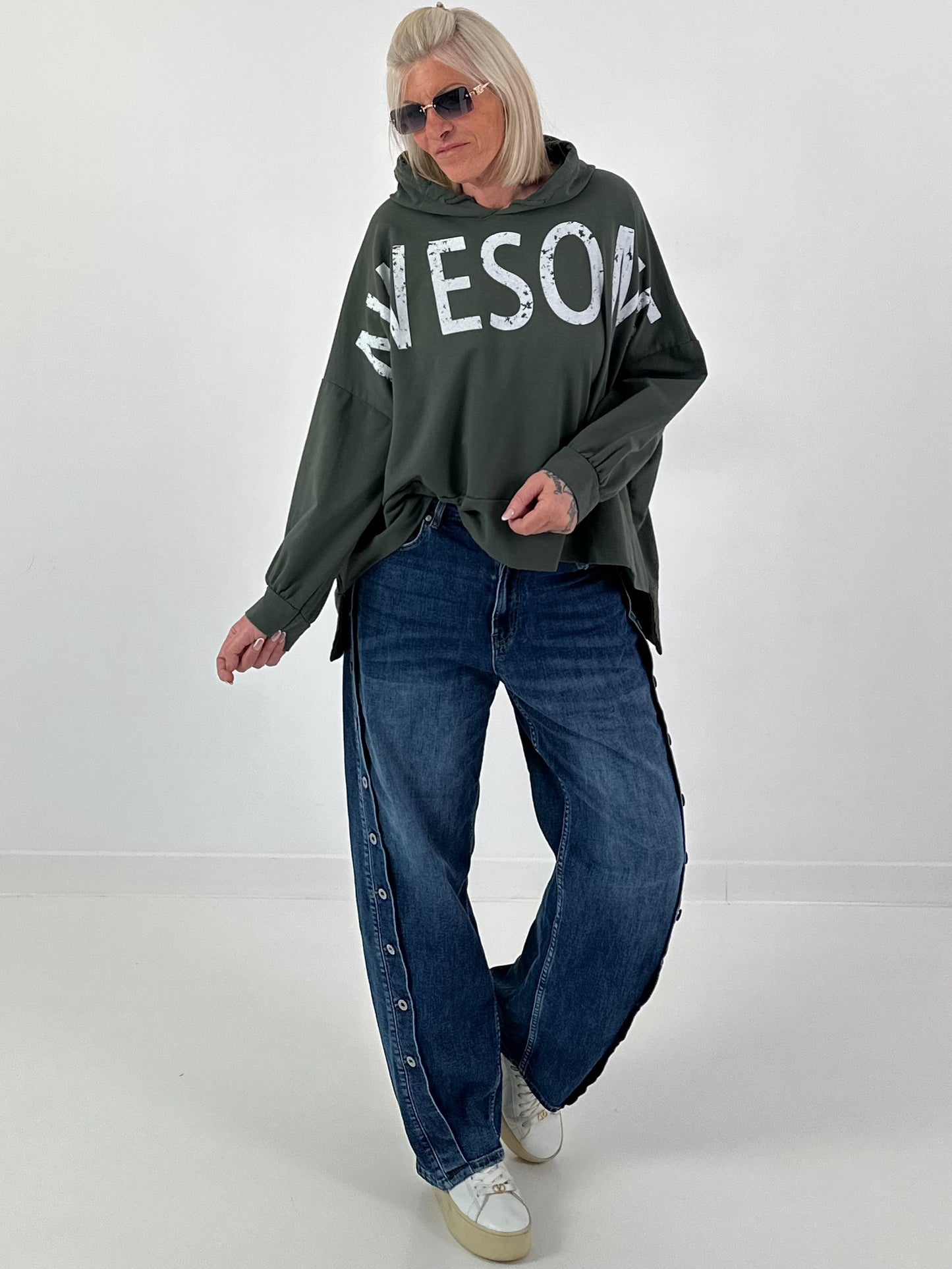 Oversized Hoodie Awesome - olive