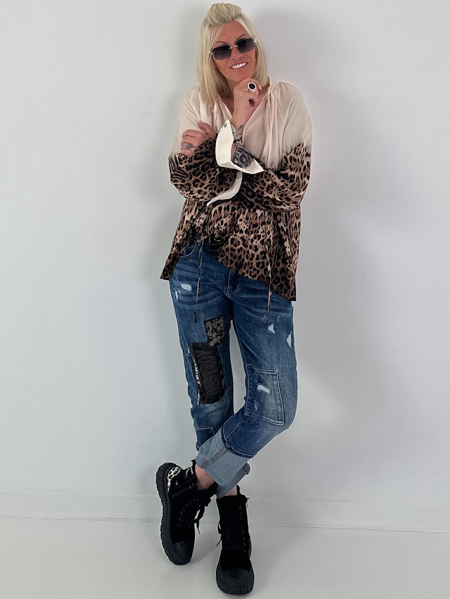 Tunika mit Leo-Print - leo-beige