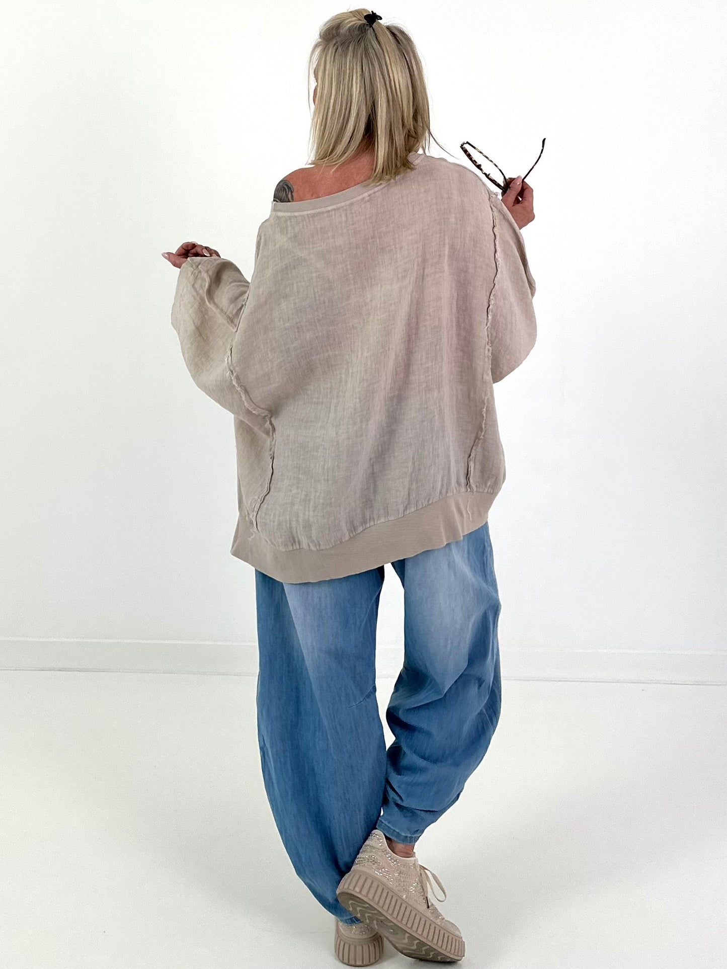 Oversized Linen Shirt - beige