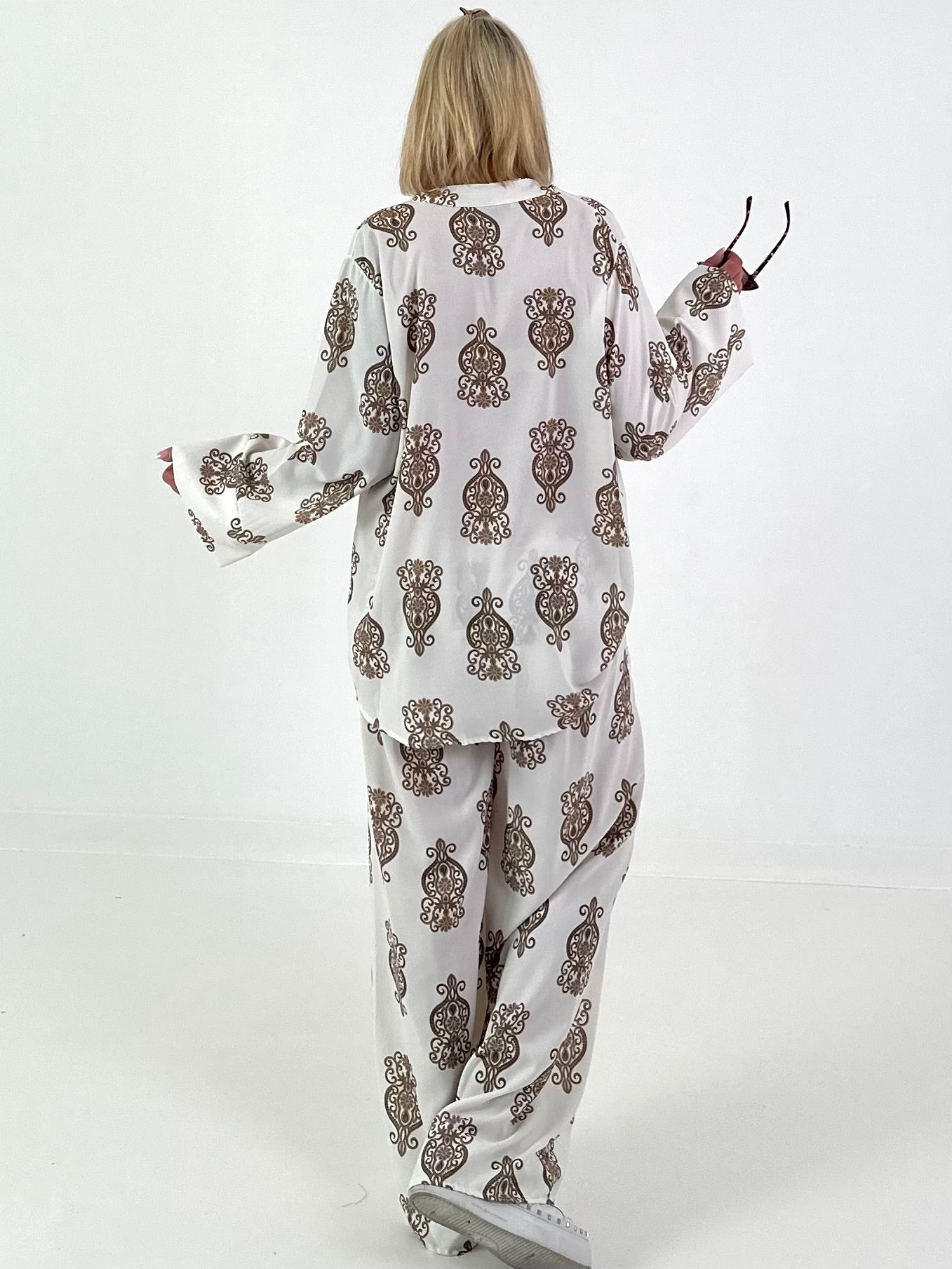 Zweiteiler mit Ornament Print - taupe-creme