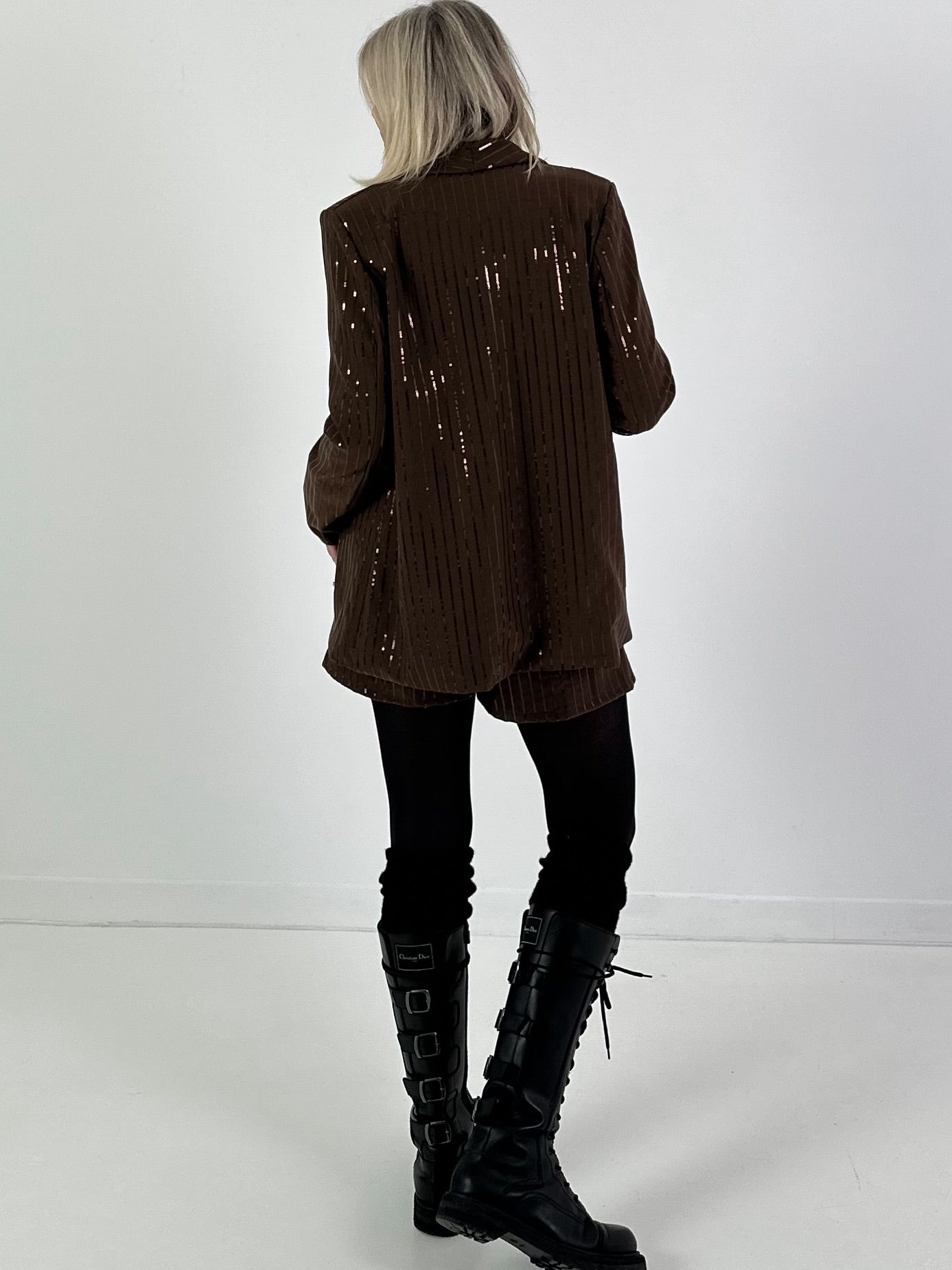 Blazer Modell "Midnight Sparkle" - dunkelbraun-braune Pailletten