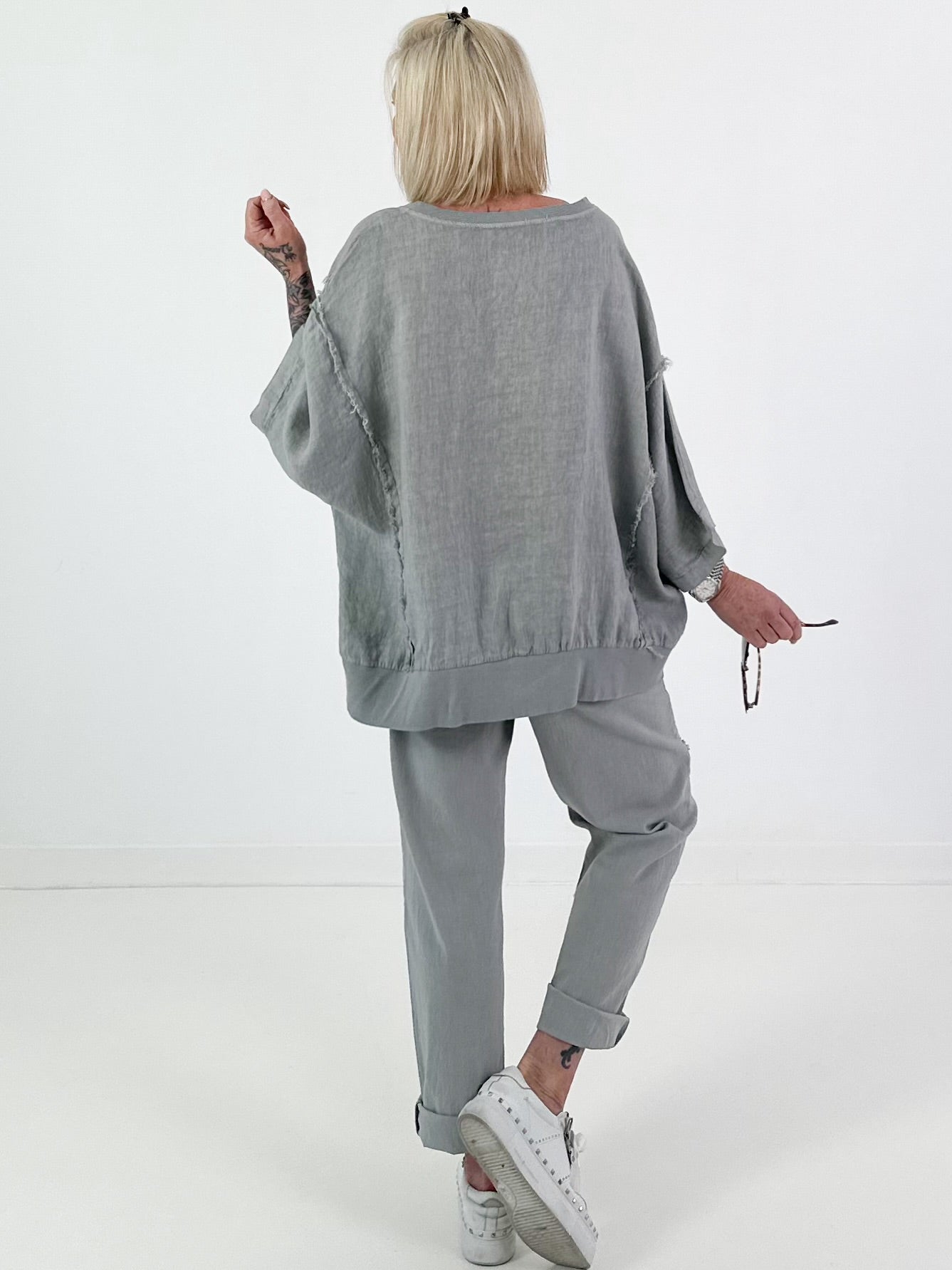 Oversized Linen Shirt - Grey