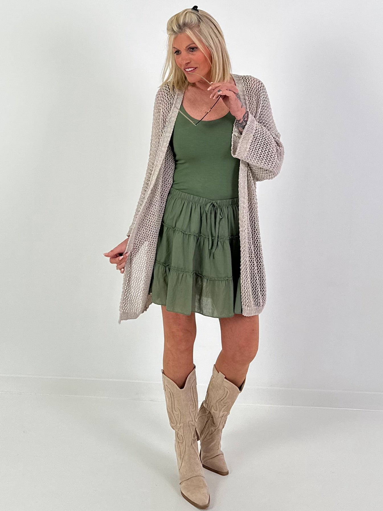 Crochet jacket with Lurex - beige