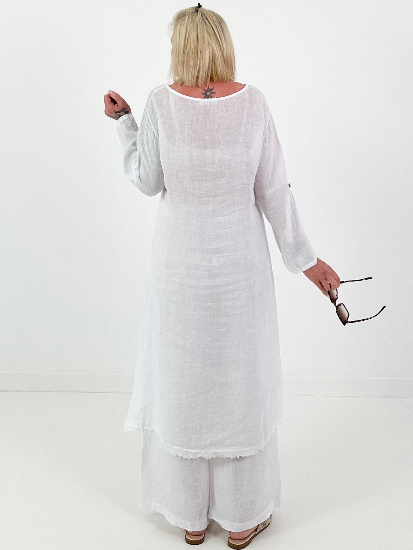 Two-piece linen set - white