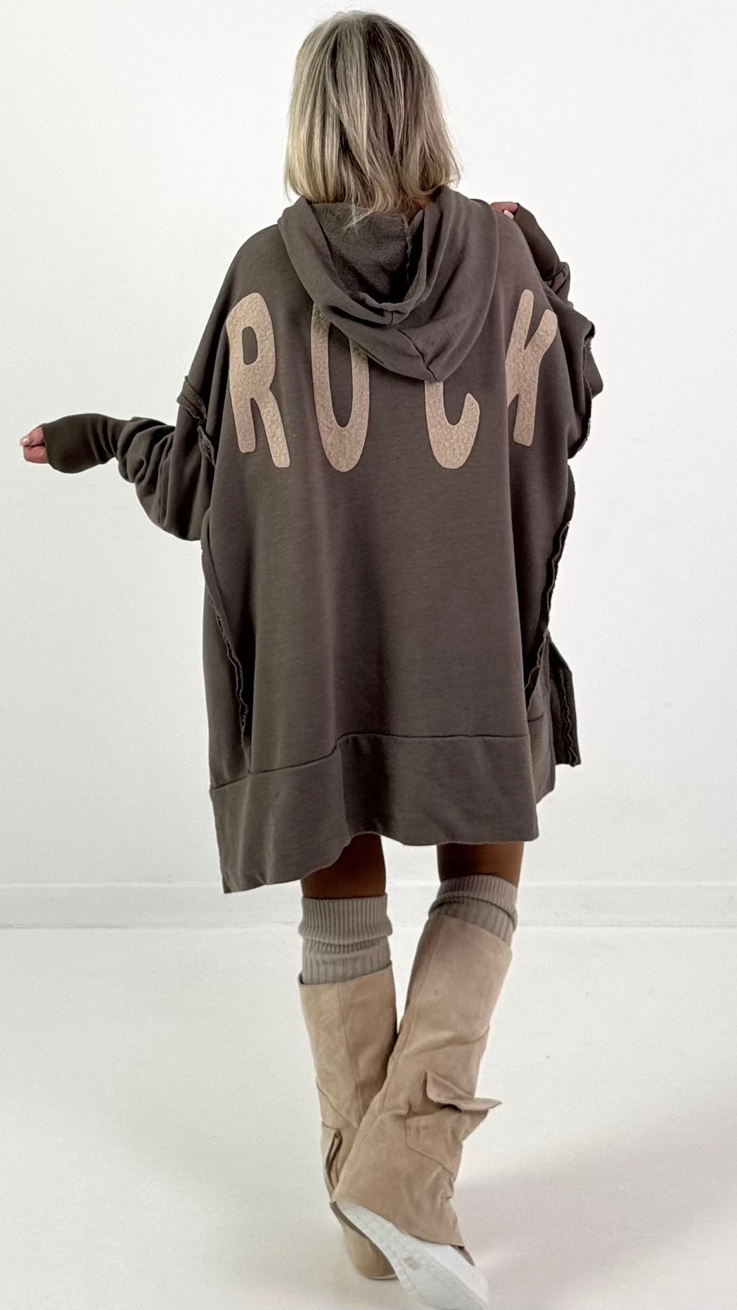 Oversized Hoodie Modell "Rockwave" - taupe
