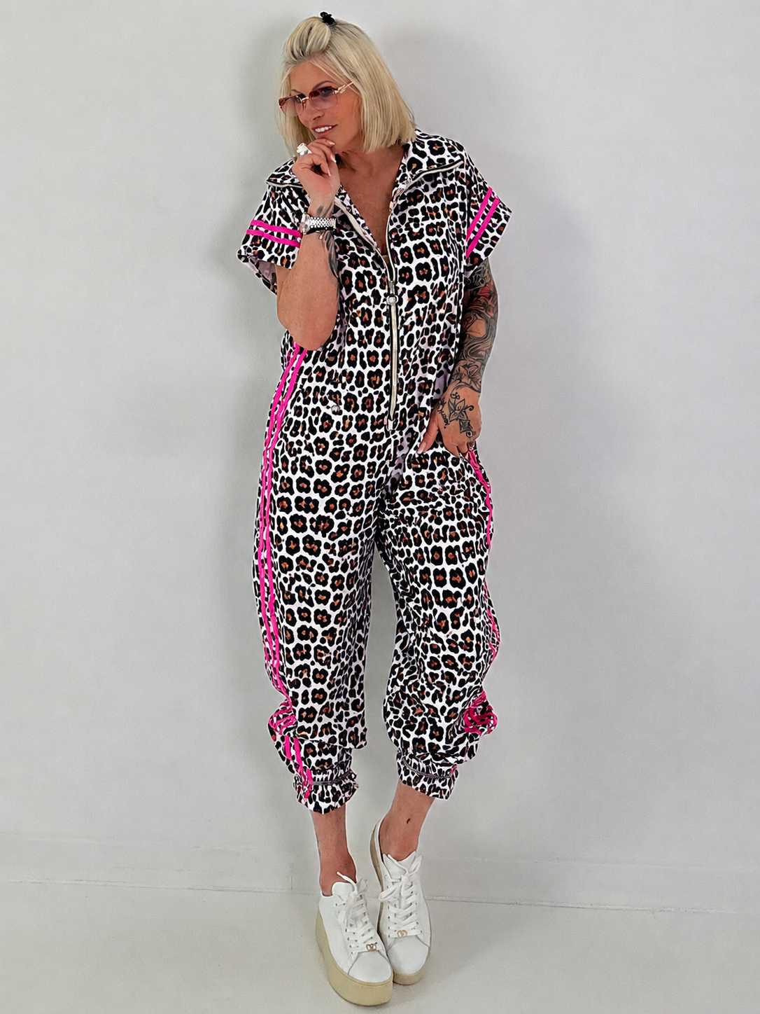 Overall mit kurzem Arm-leo- pink