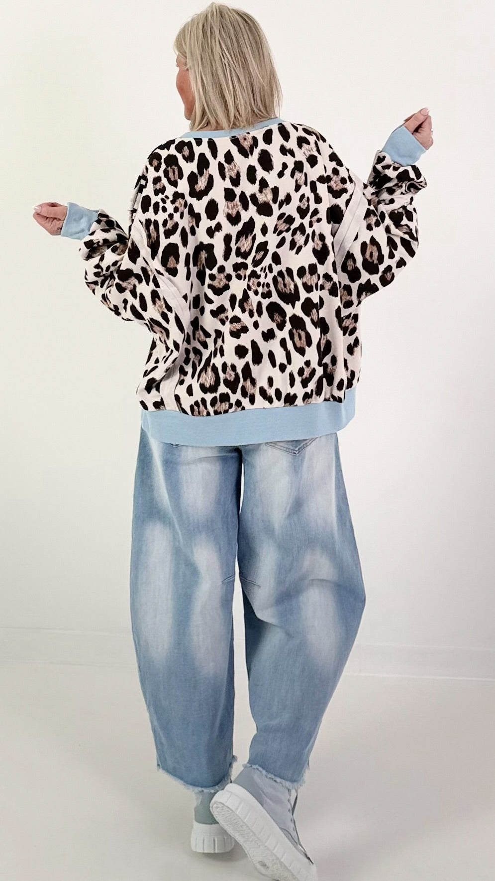 Oversized trui Leo Hi - beige-lichtblauw