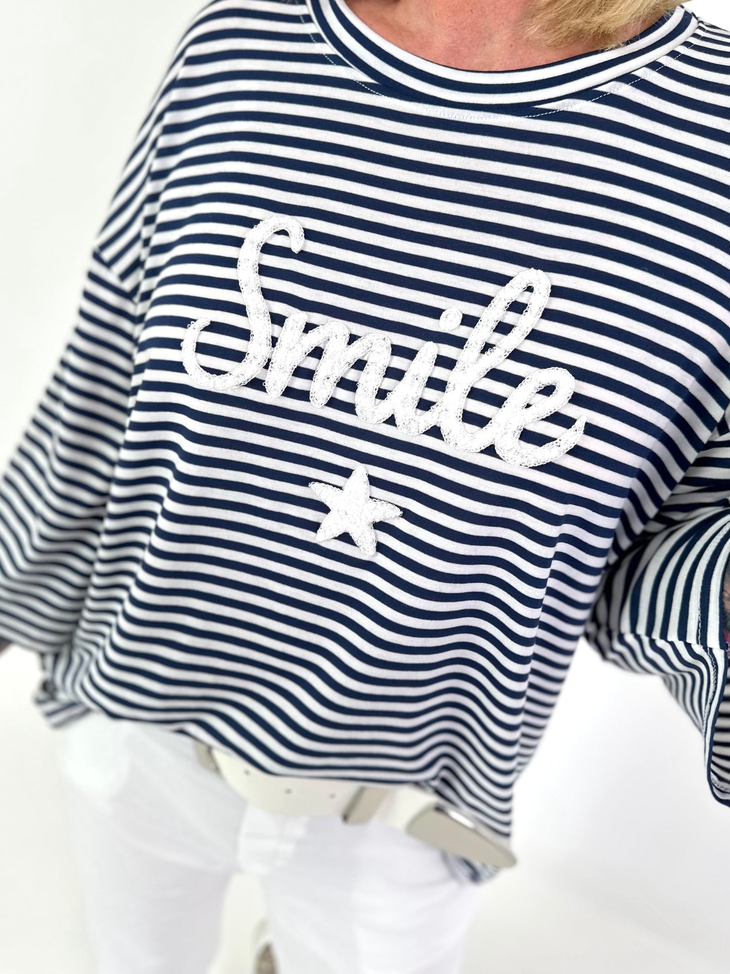 Shirt mit Streifen Smile - dunkelblau-weiss