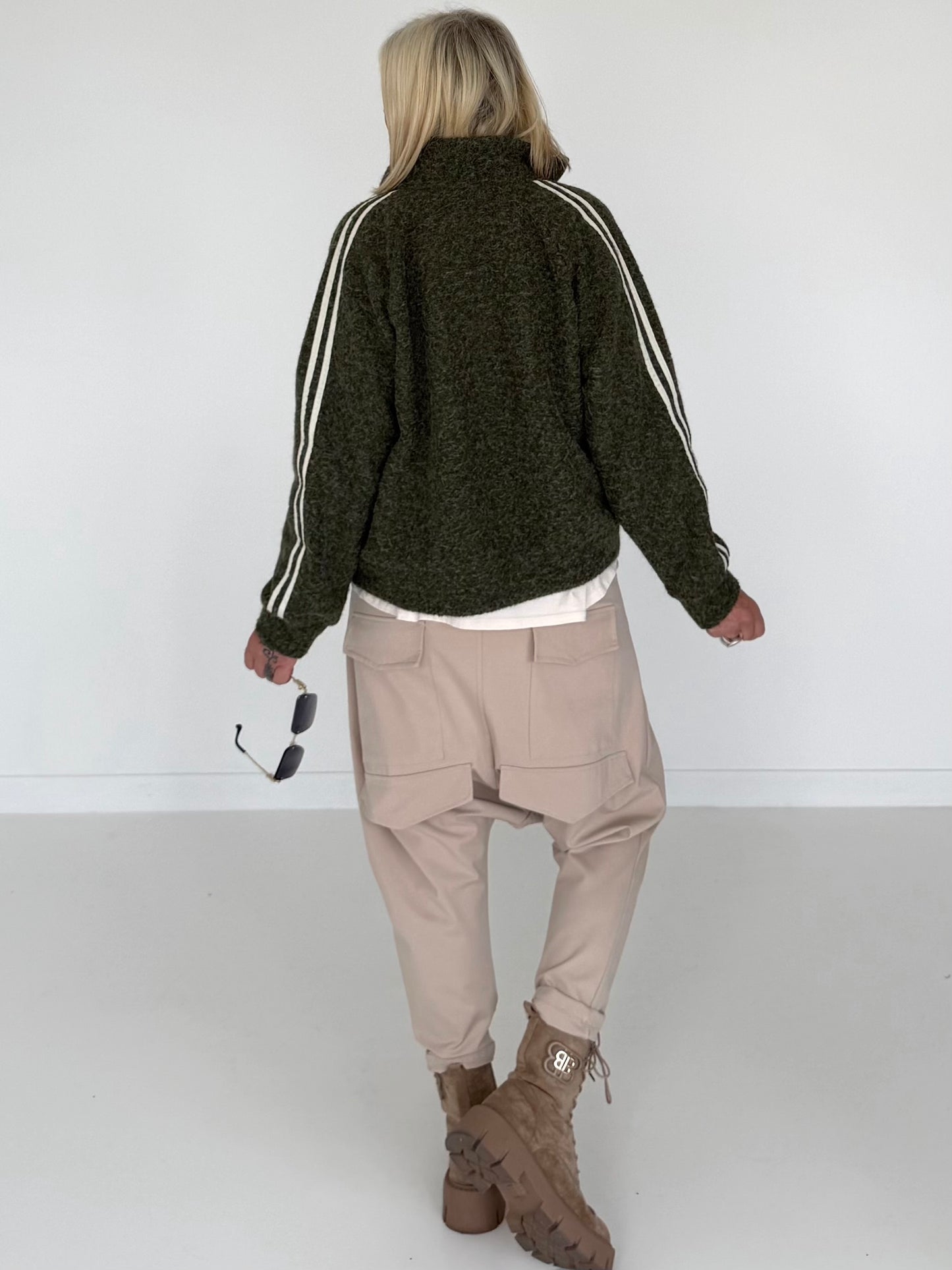 Jacke mit Streifen-Details - oliv