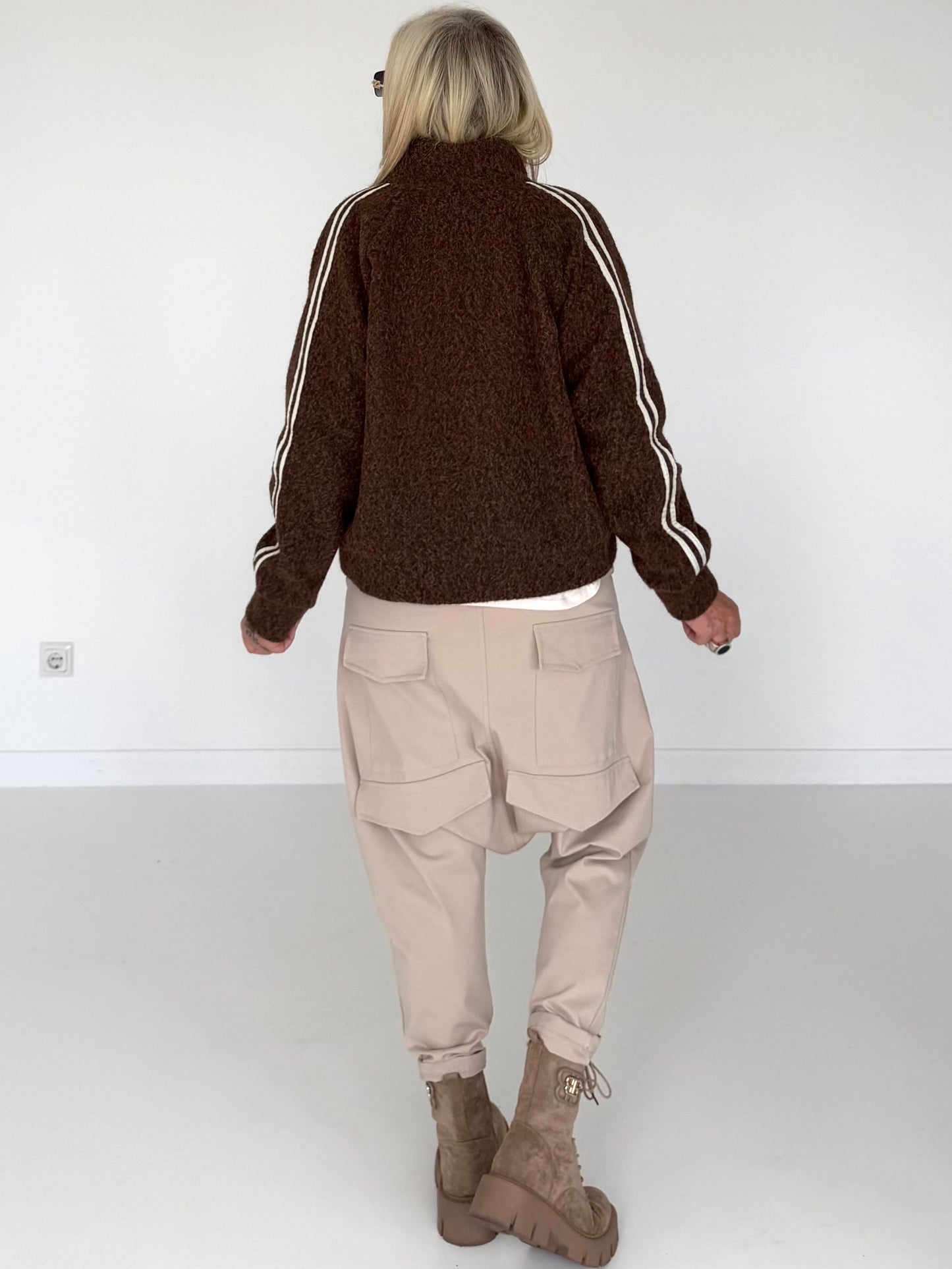 Jacke mit Streifen-Details - mokka (lieferbar ab ca.01.09.26)