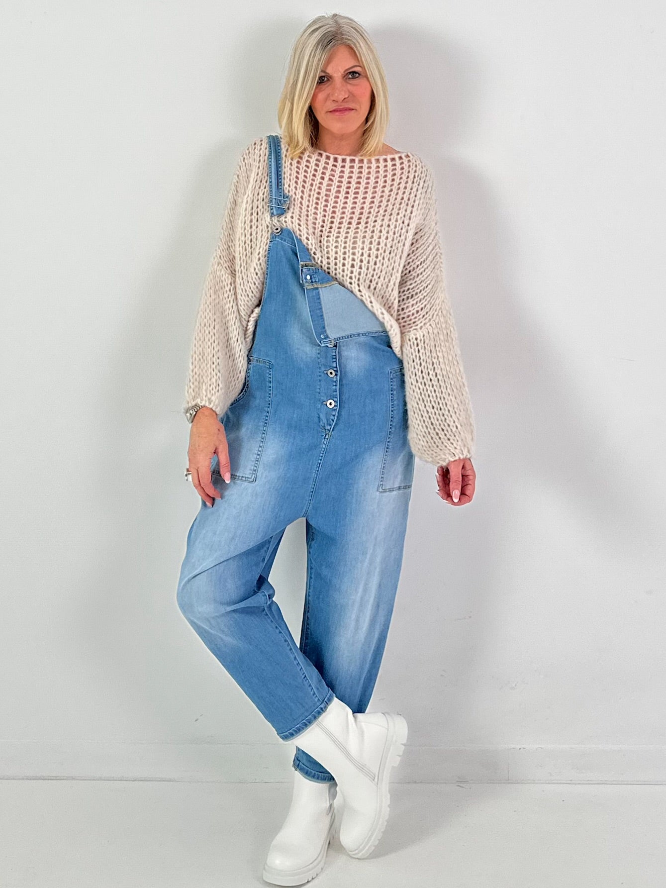 Grobstrick Pullover Modell "Balloon Bubble" - beige