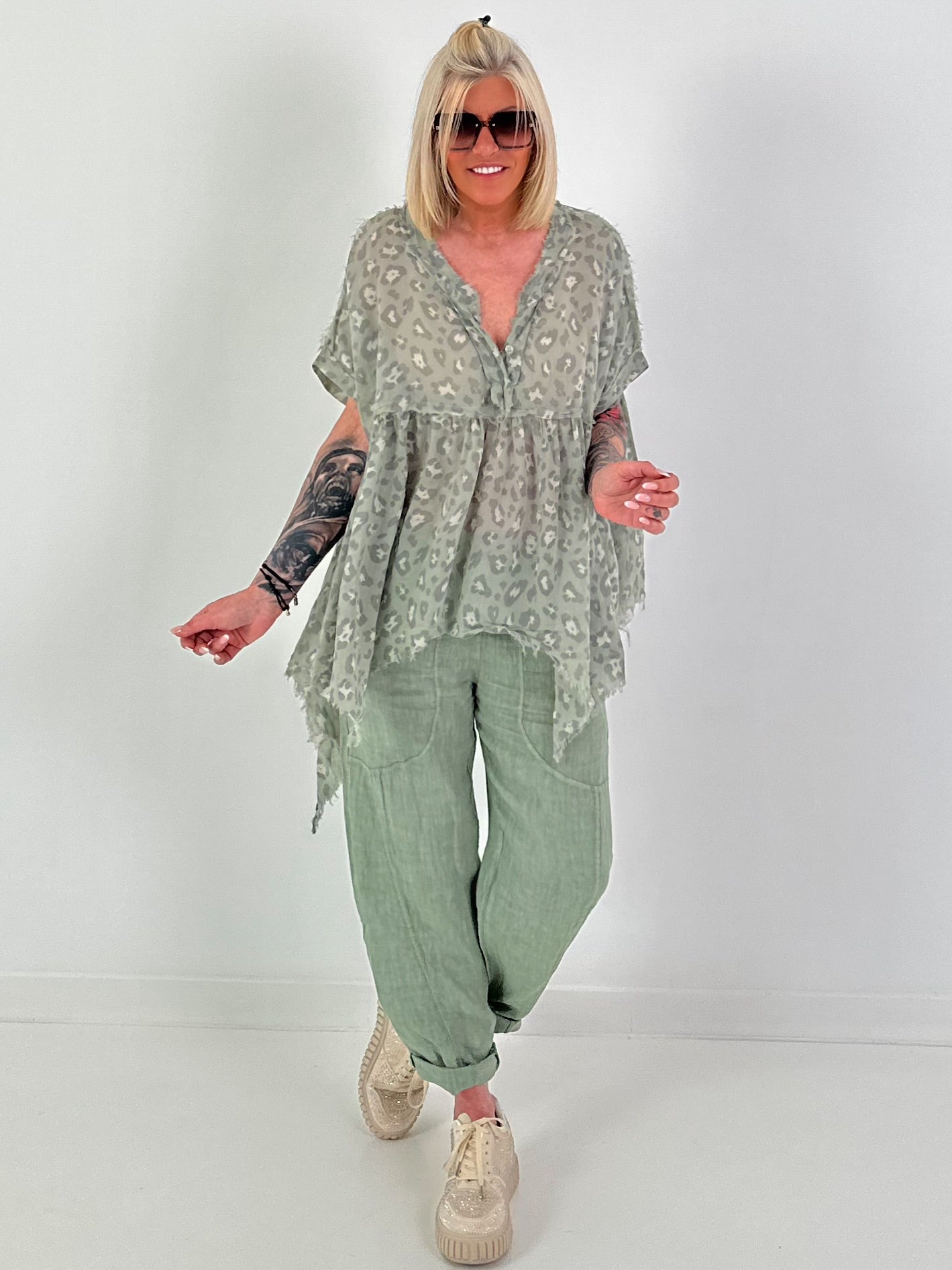 Linen trousers - khaki