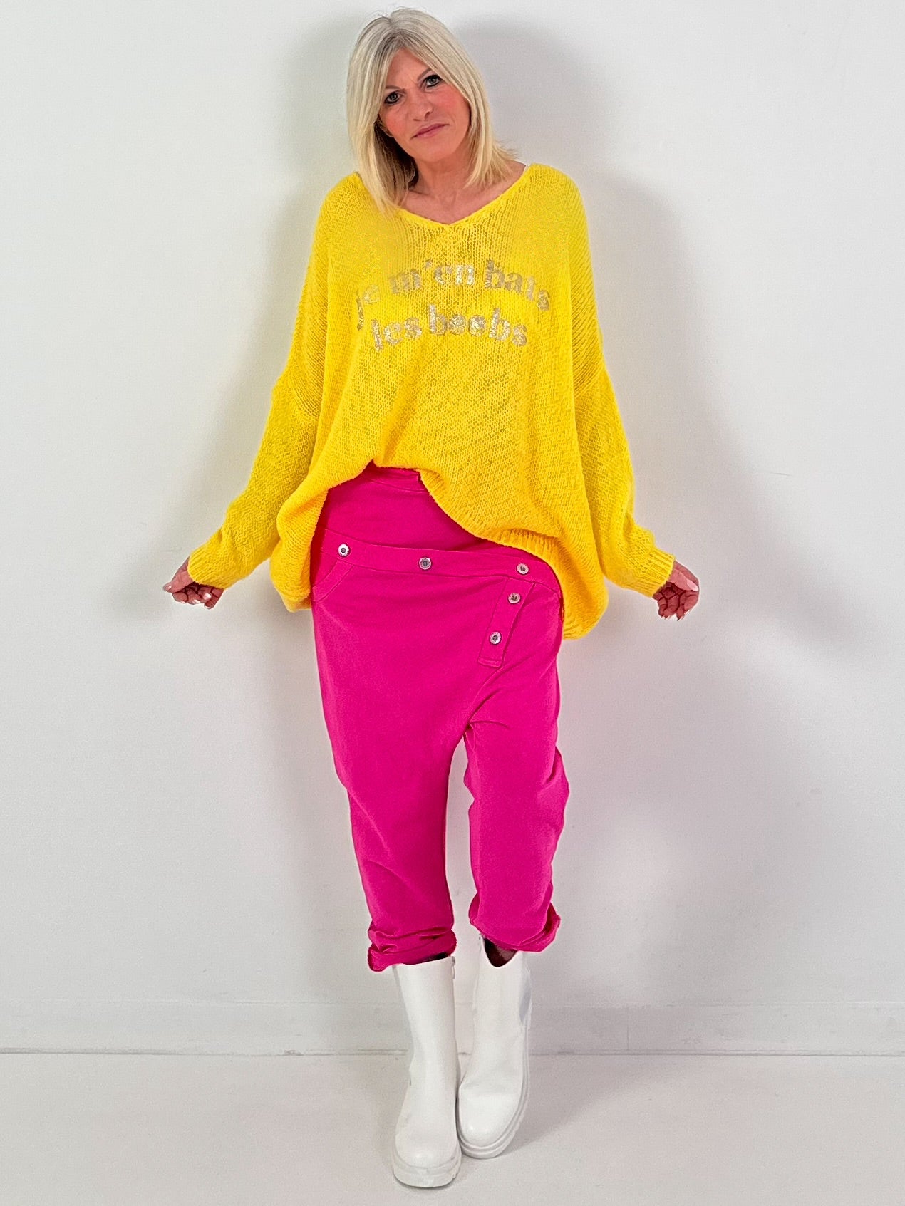 Strickpullover Modell "Glow&Flow" - gelb