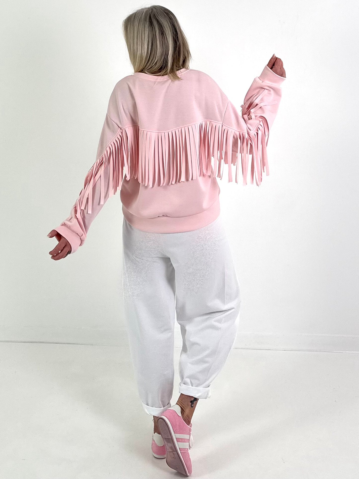 Sweater with fringe - pink