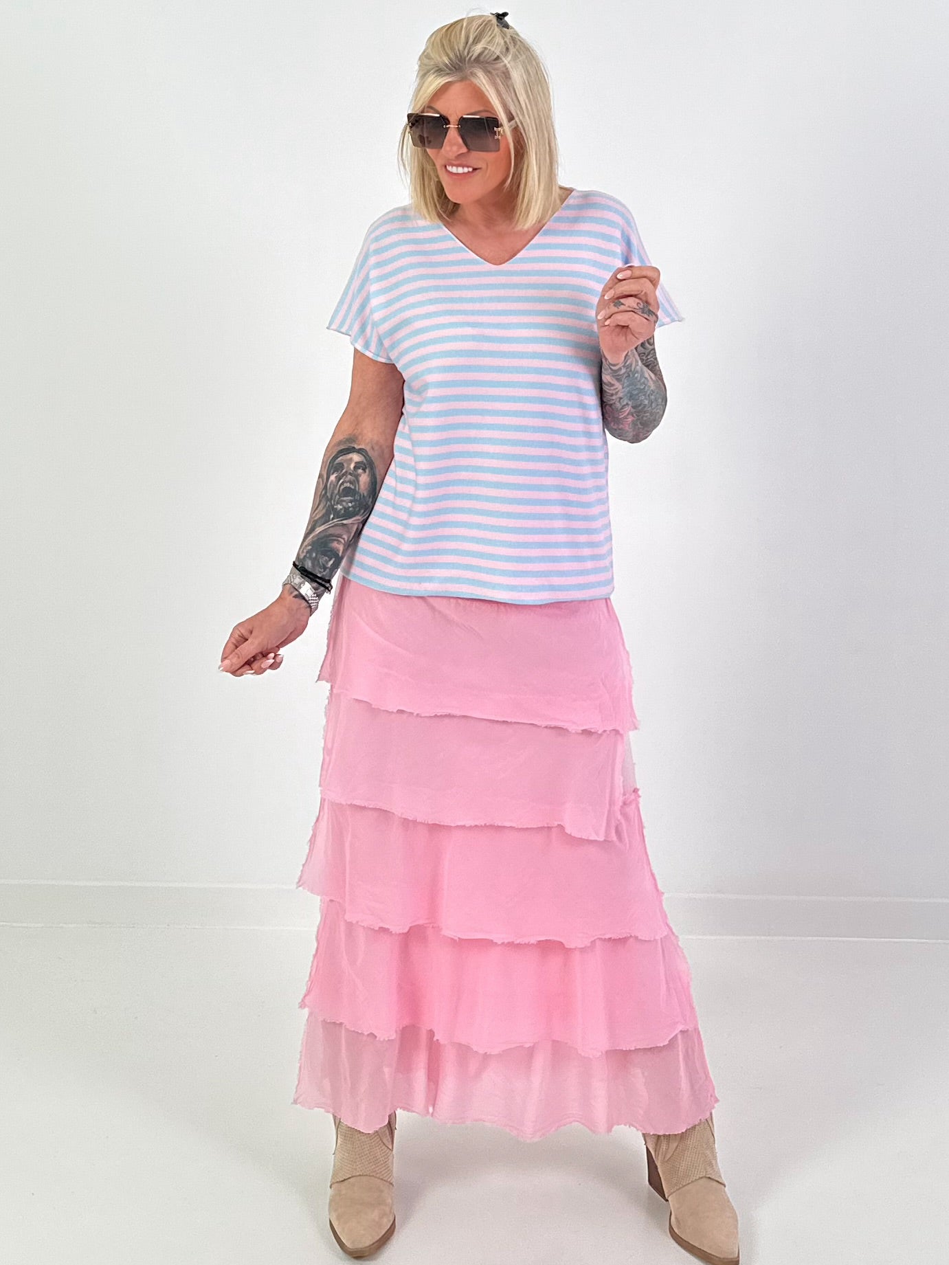 Long ruffled skirt - pink