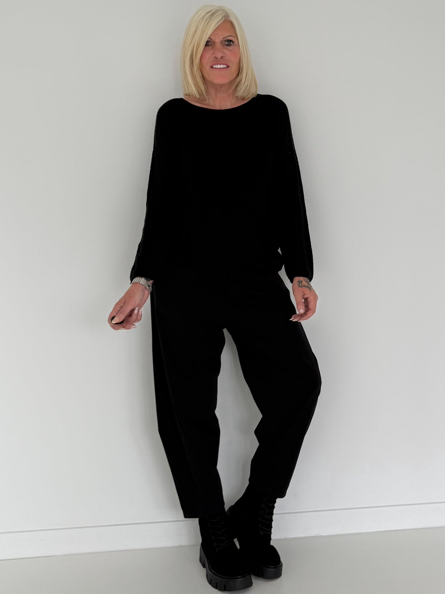 Weicher Basic Pullover - schwarz