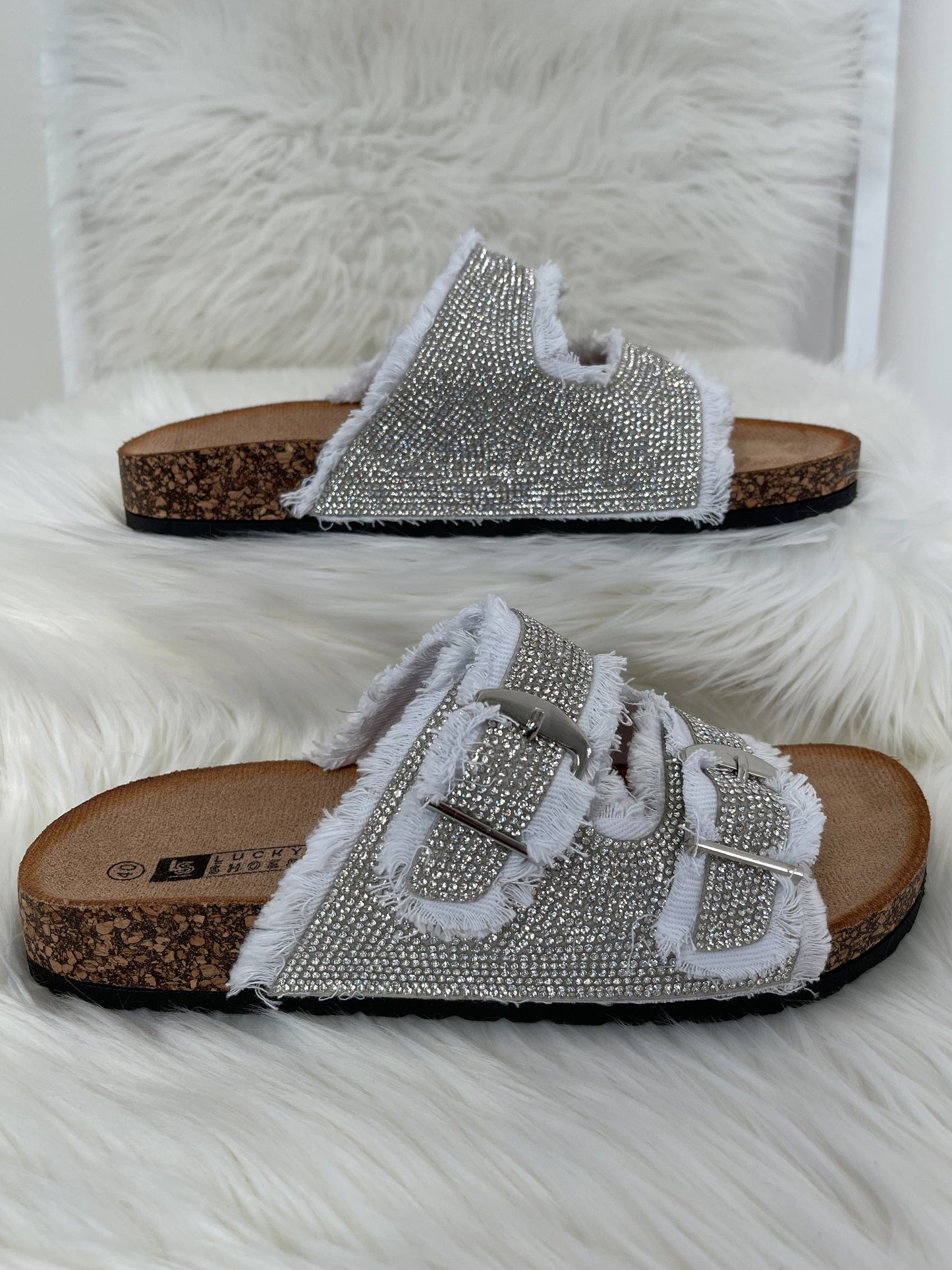 Muiltjes met strasssteentjes - wit