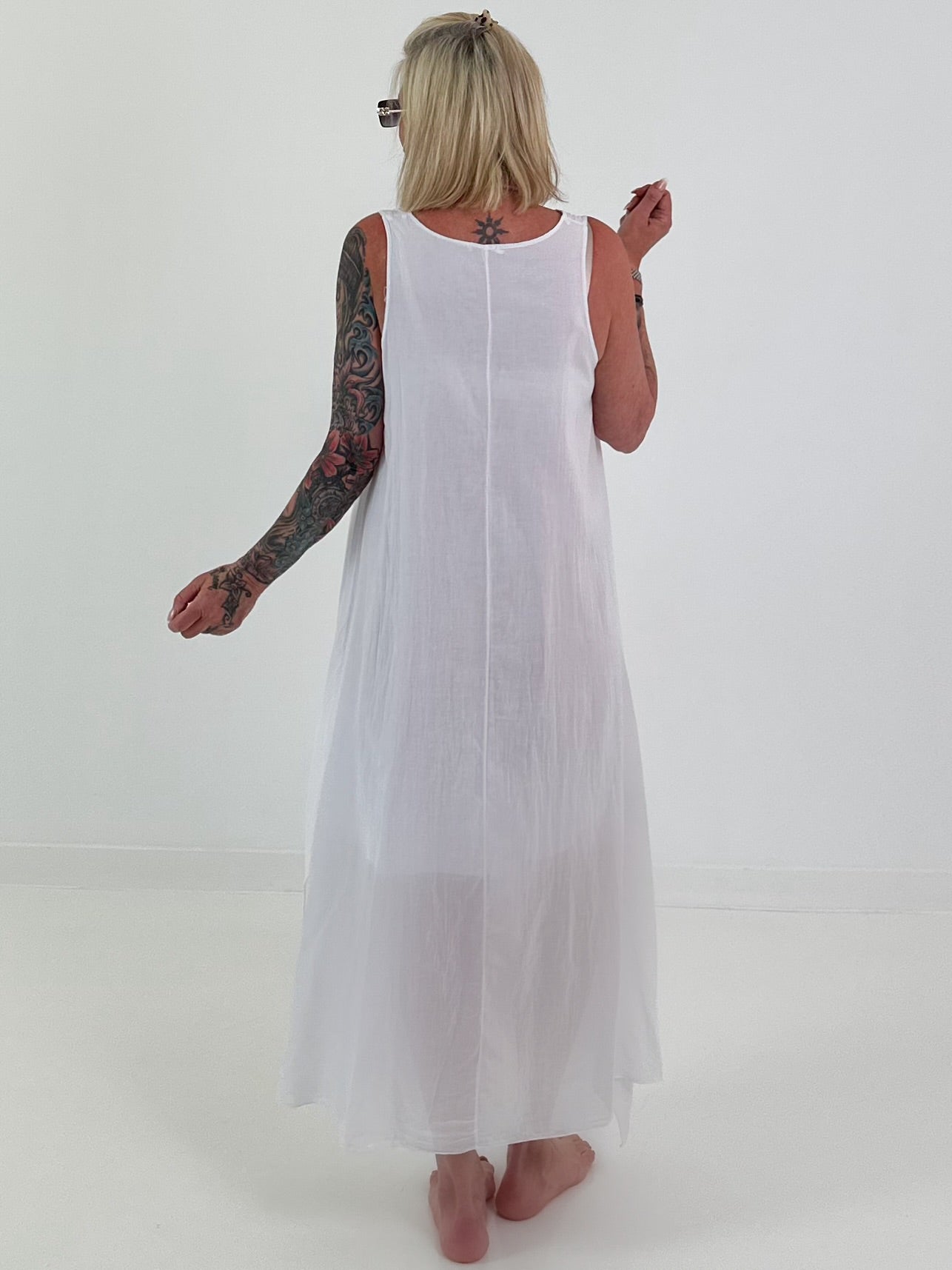 Sommerkleid mit Raff-Detail - weiss