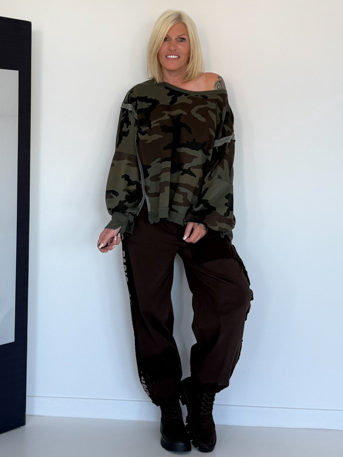 Sweater im Camouflage-Look - oliv-mokka-mehrfarbig