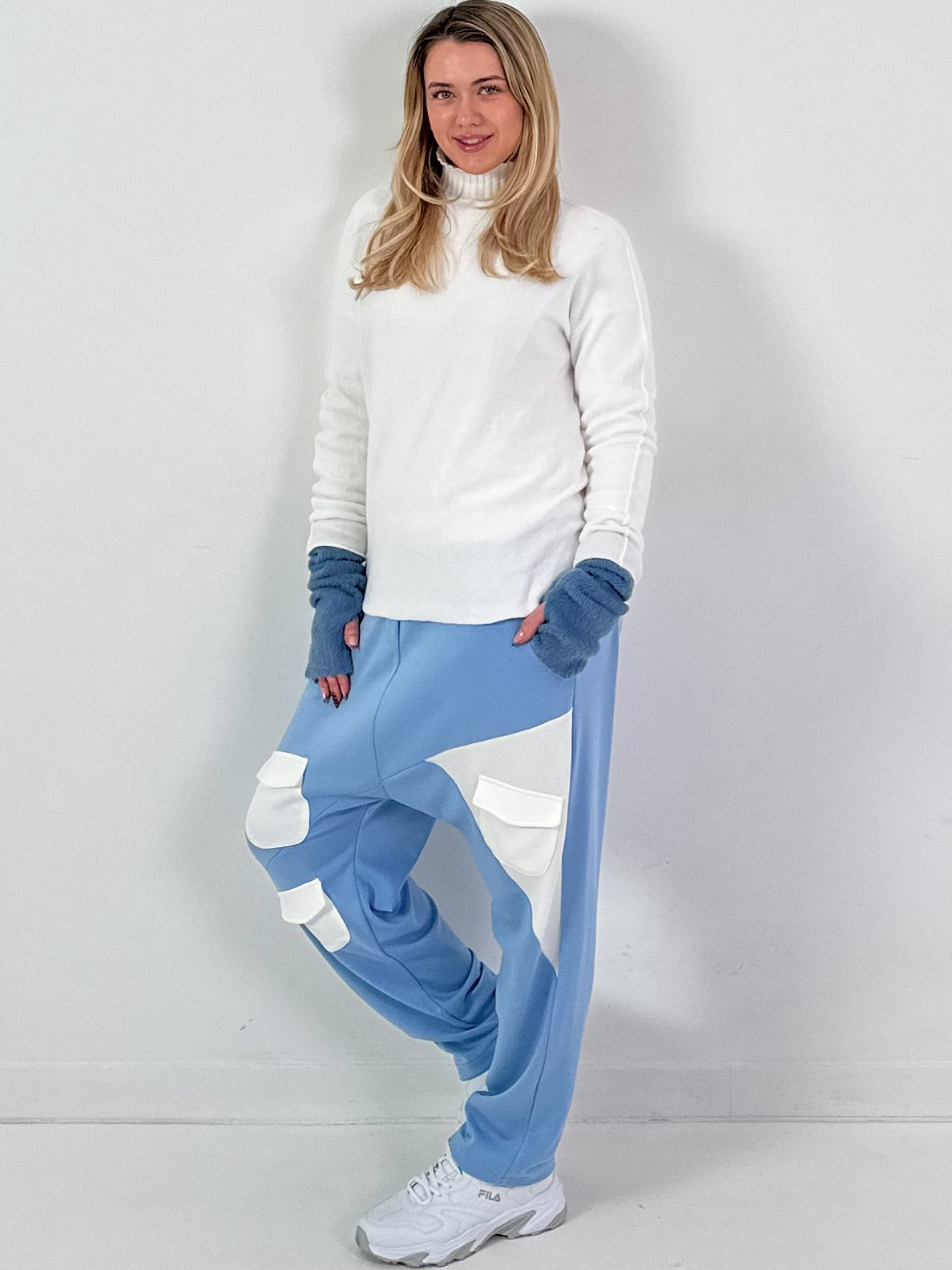 "Cozy Touch" model fingerless gloves - blue