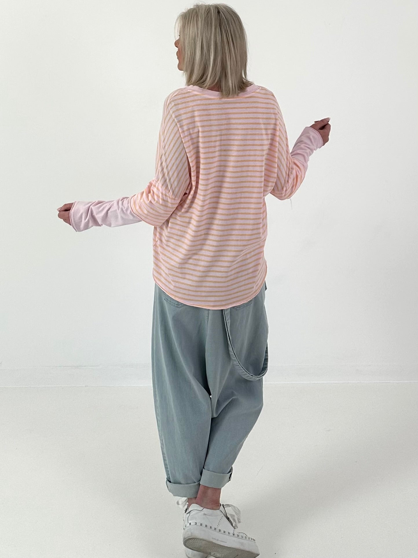 Shirt mit Streifen - apricot-rosa