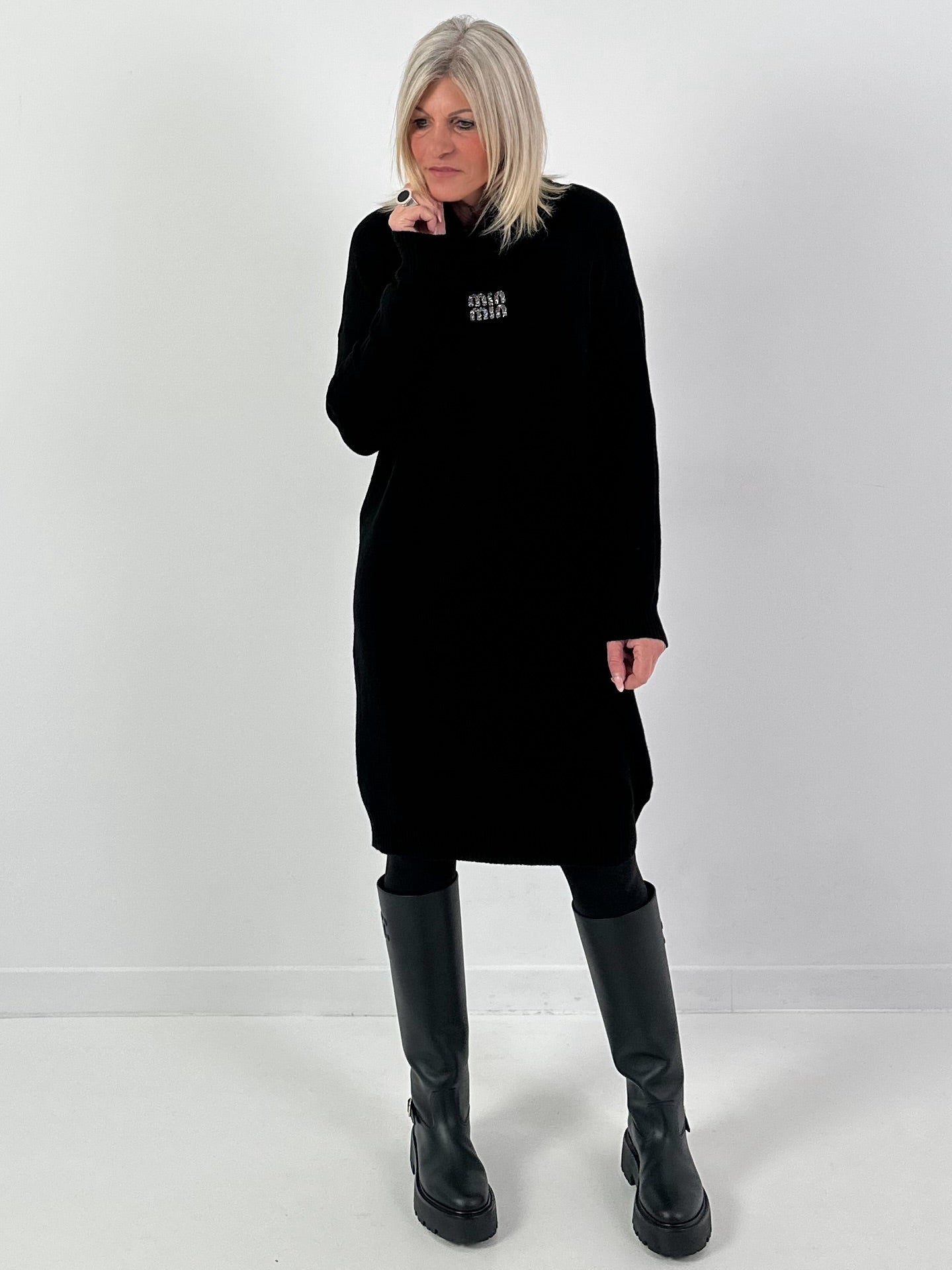 Strickkleid Modell "Shine Story" - schwarz