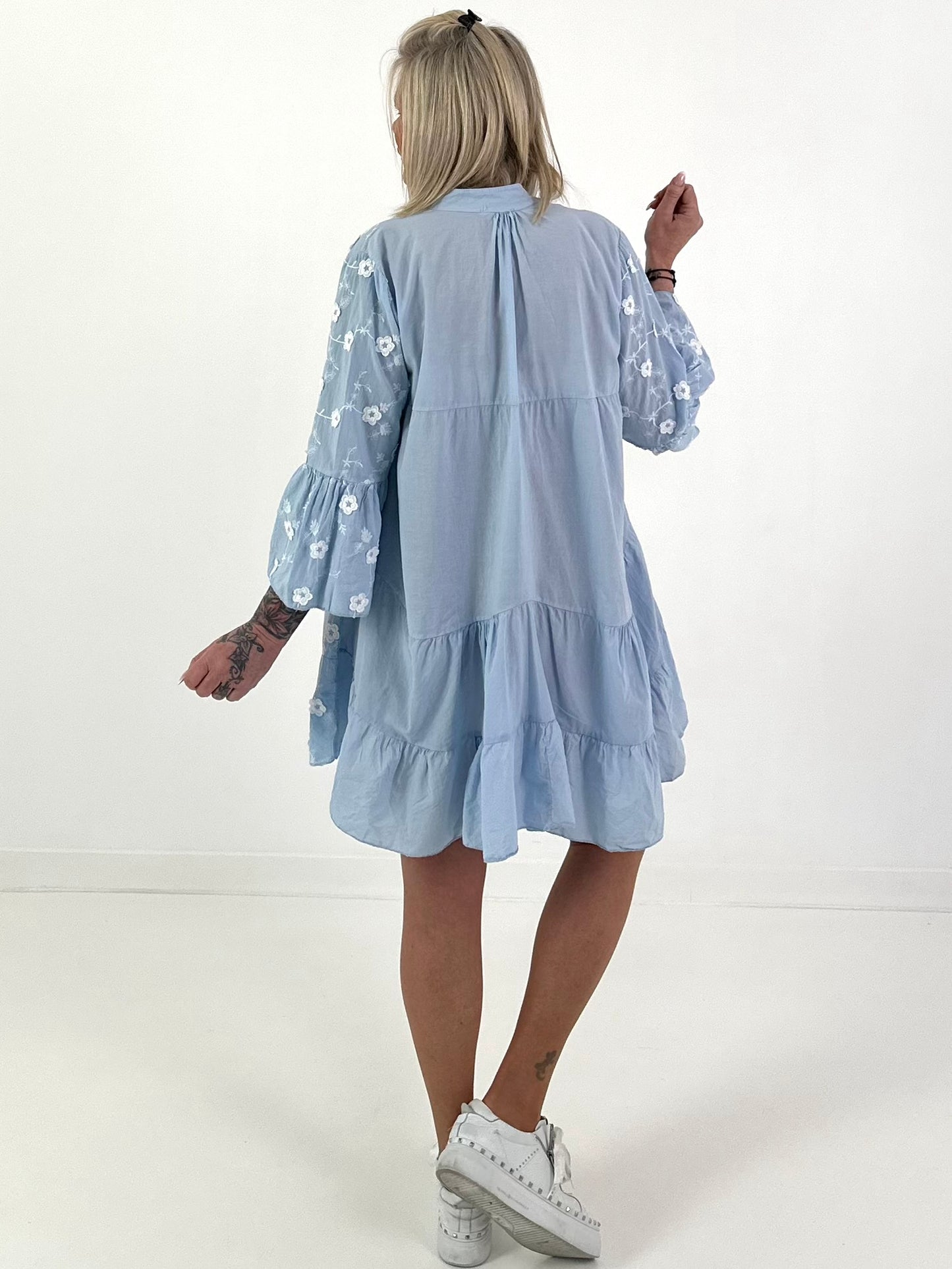 Tunic/dress with floral pattern - light blue