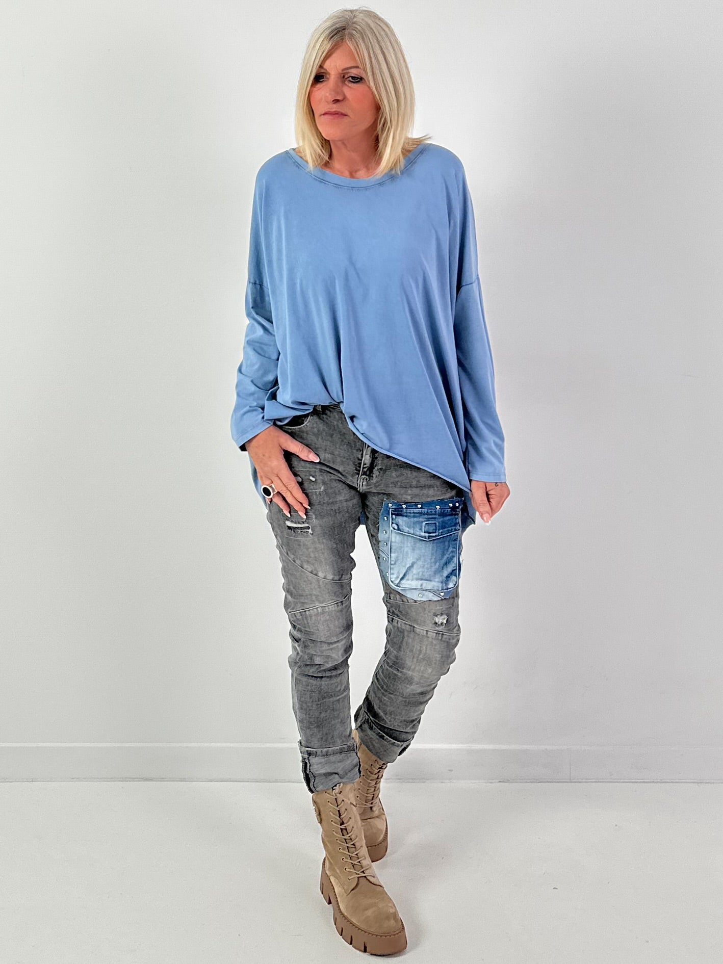 Oversized Shirt Modell "Slouch" - blau
