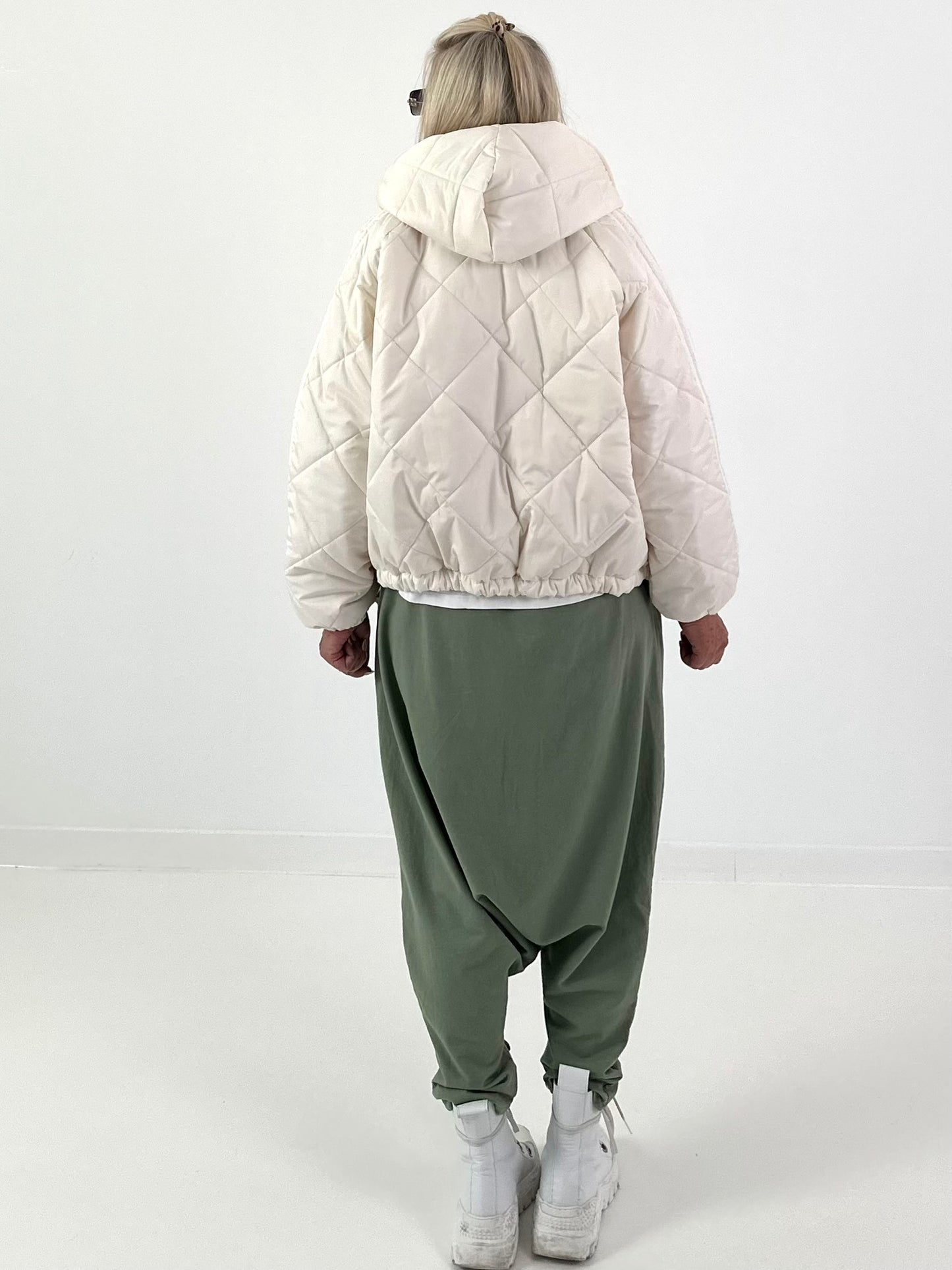 Bomberjacke mit Kapuze - creme