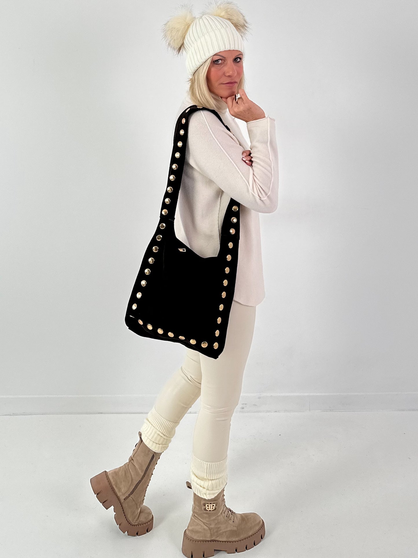 Wildleder Tasche Modell "Nomad" - mokka