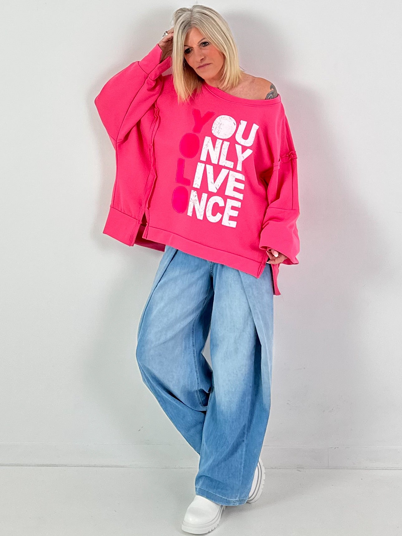 Sweatshirt Modell "YOLO" - pink