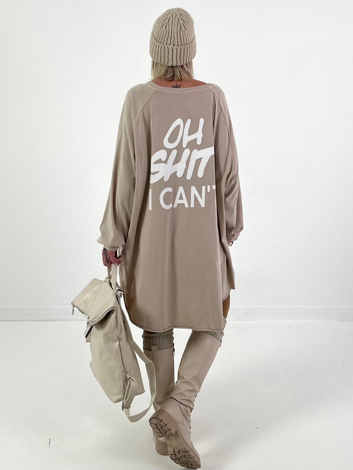 Oversized Shirt Modell "KEEP CALM" - beige