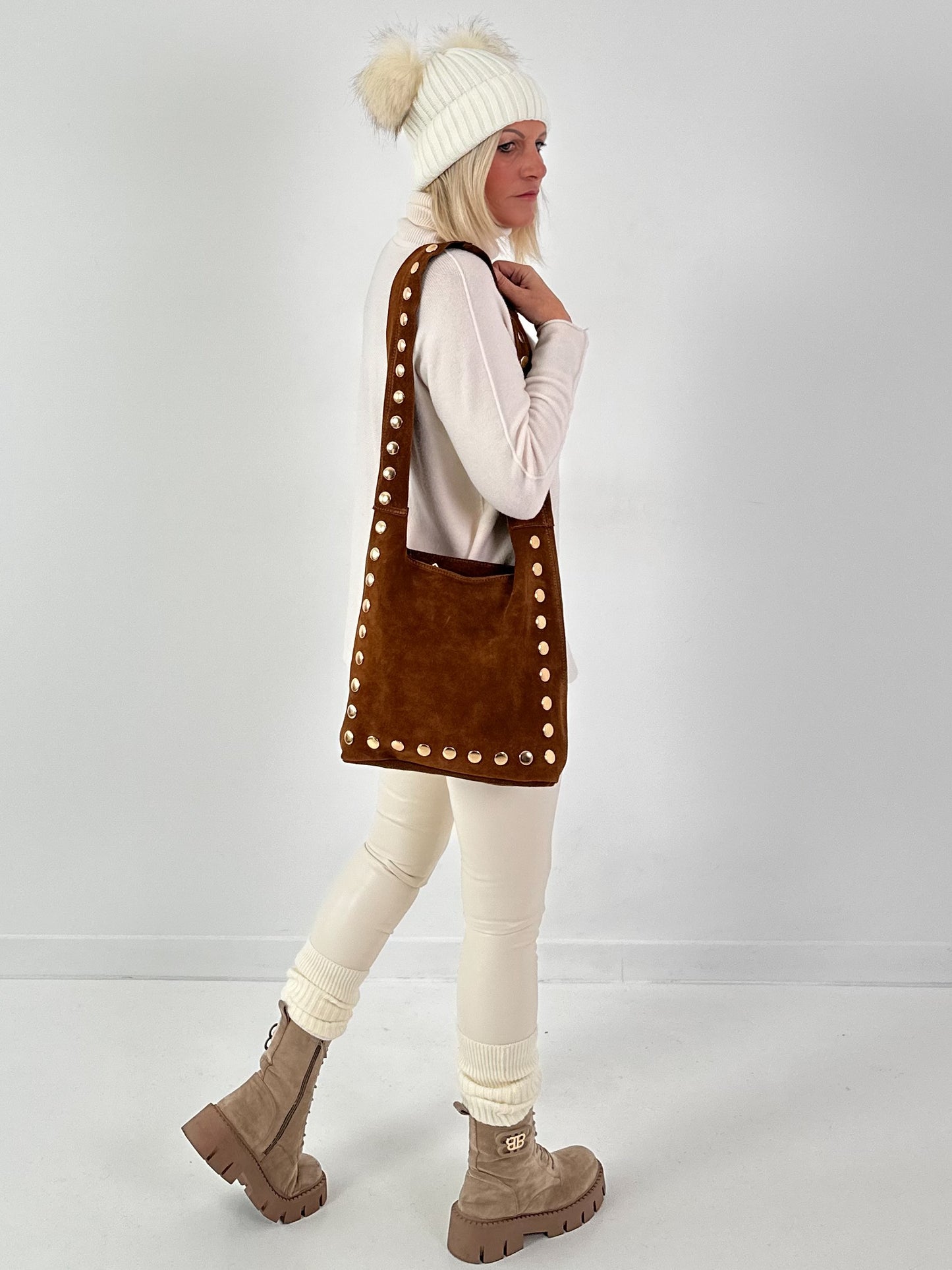 Wildleder Tasche Modell "Nomad" - camel