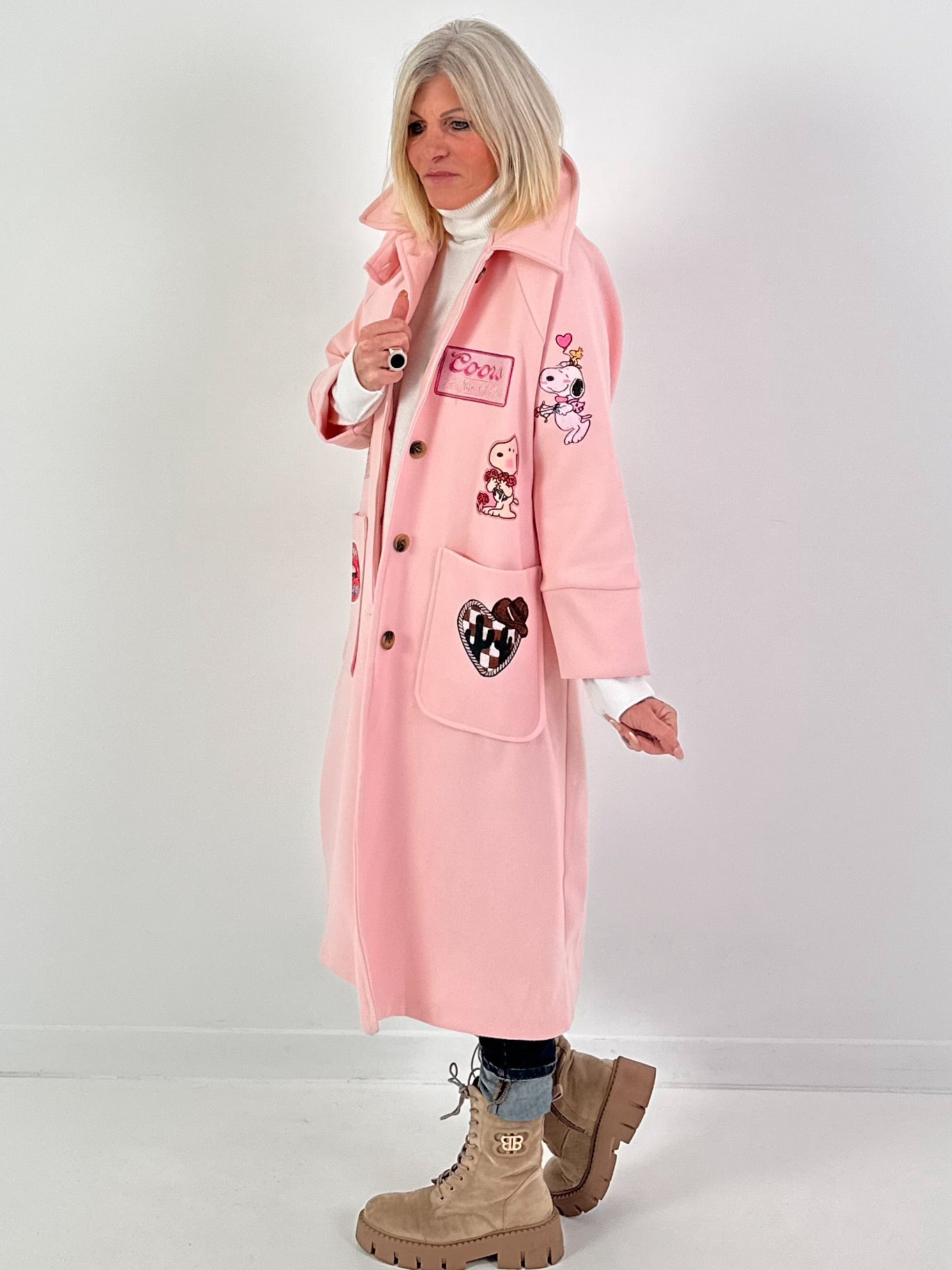 Mantel mit Schal Modell "Vintage Whimsy" - rosa