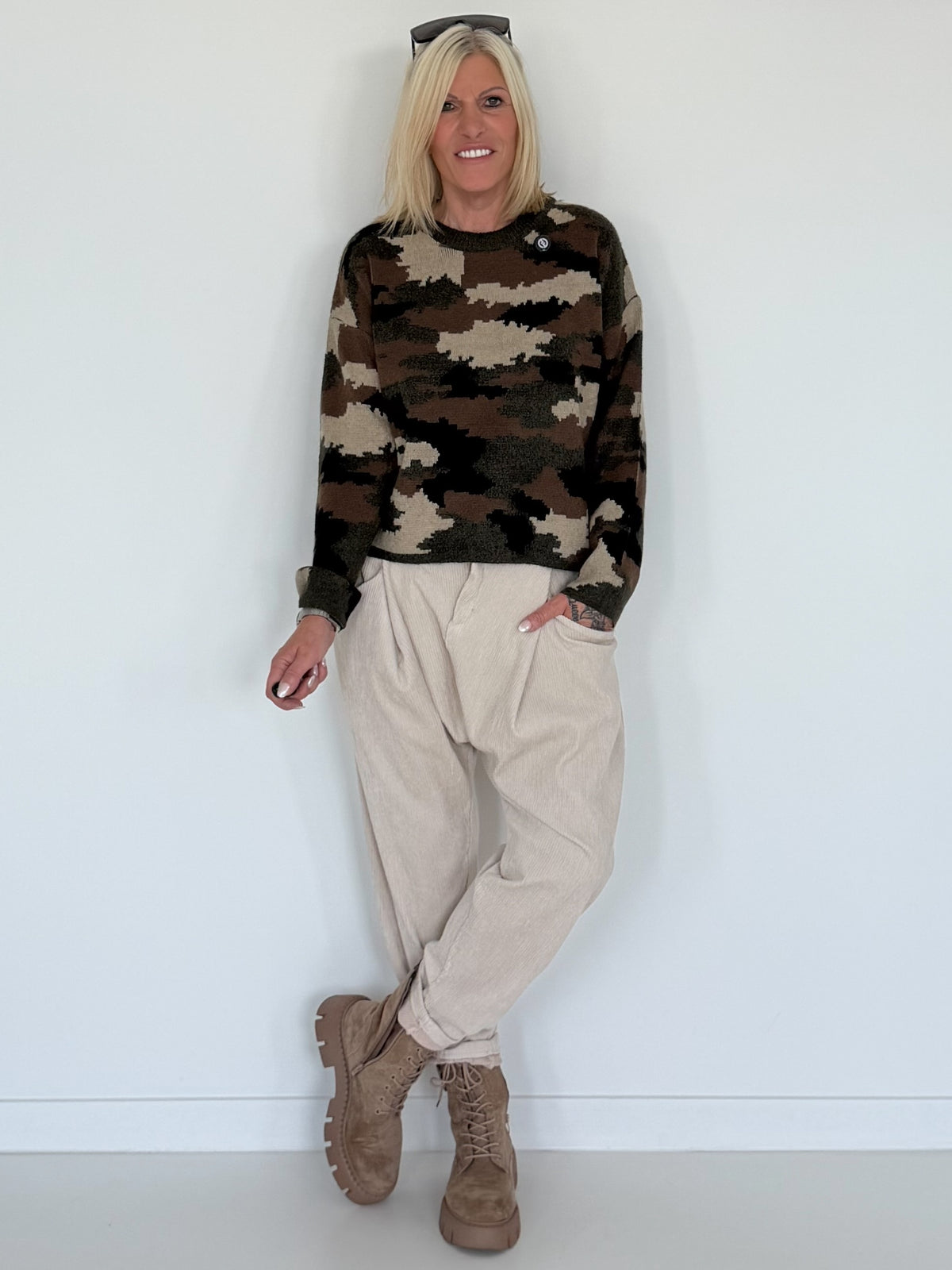 Weicher Kastiger Pullover Camouflage - mehrfarbig