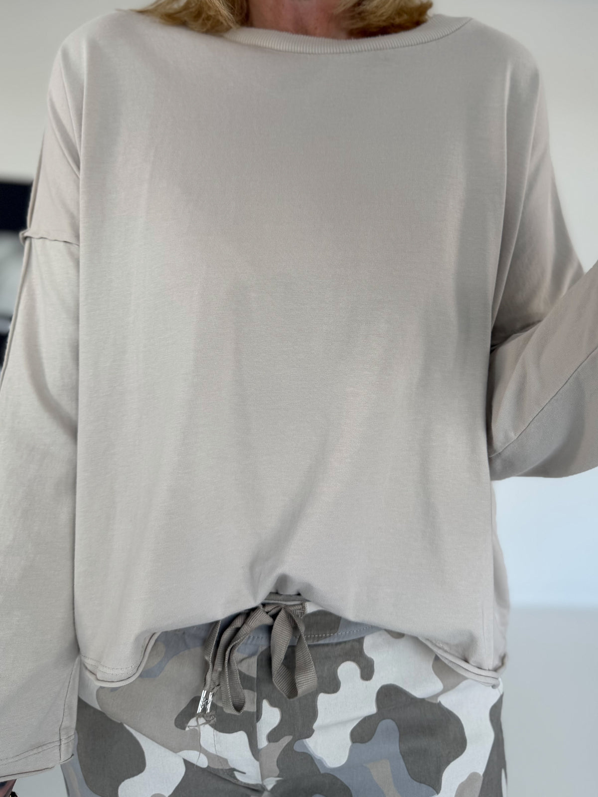 Kastiges Shirt - beige
