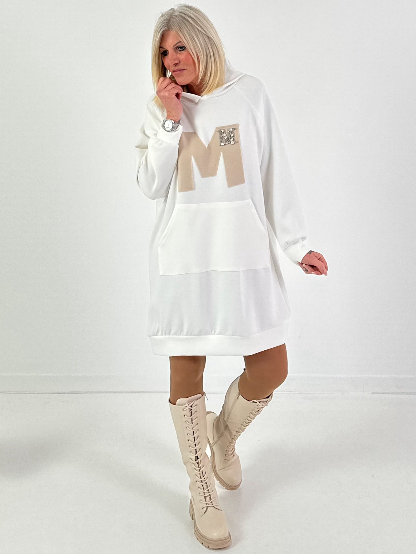Long Hoodie/Kleid Modell "Edition M" - weiss